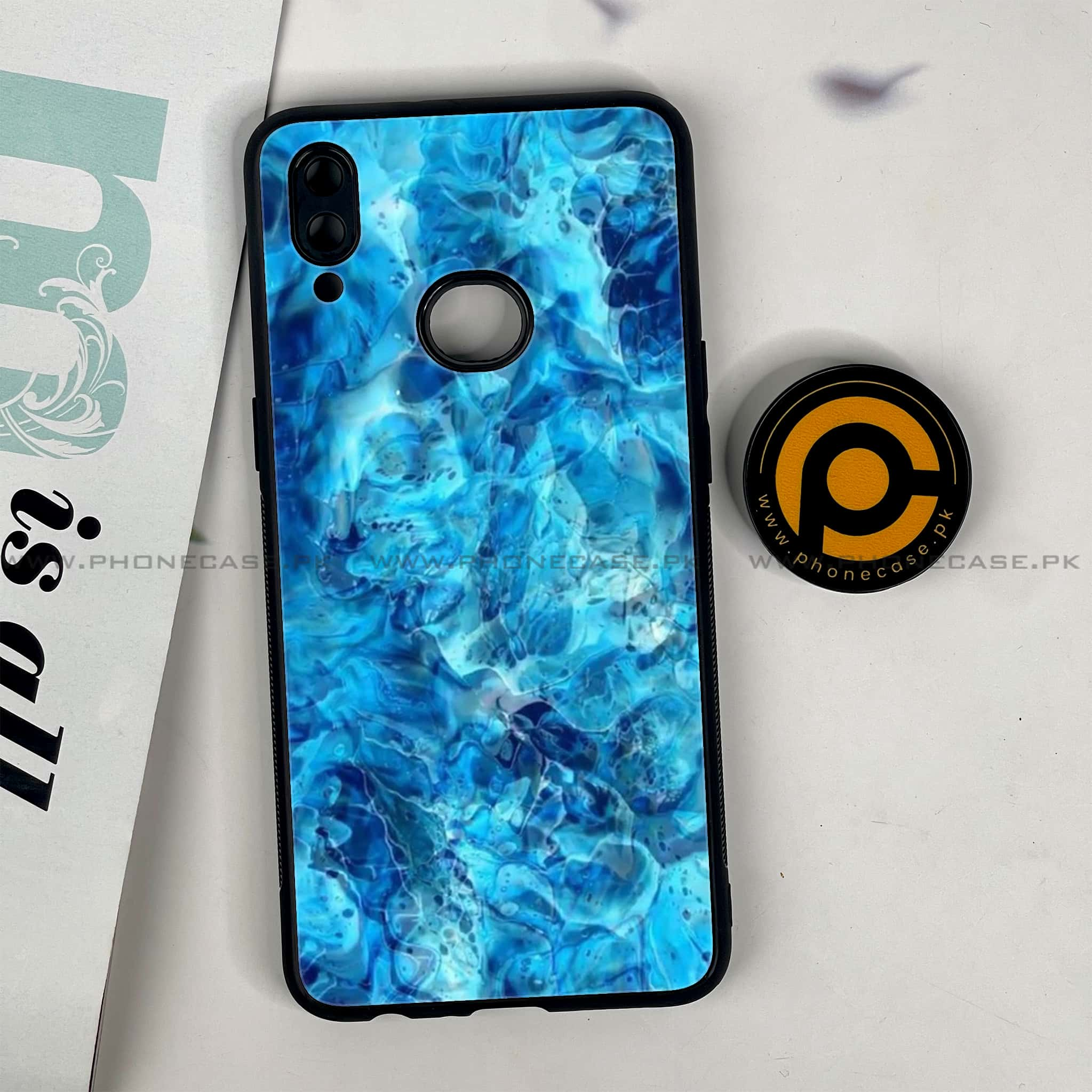 Galaxy A10s - Blue Marble Series - Premium Printed Glass soft Bumper shock Proof Case