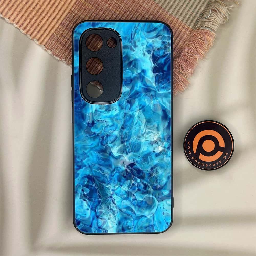 Tecno Spark 40 Pro Plus - Blue Marble Series - Premium Metal Printed soft Bumper shock Proof Case
