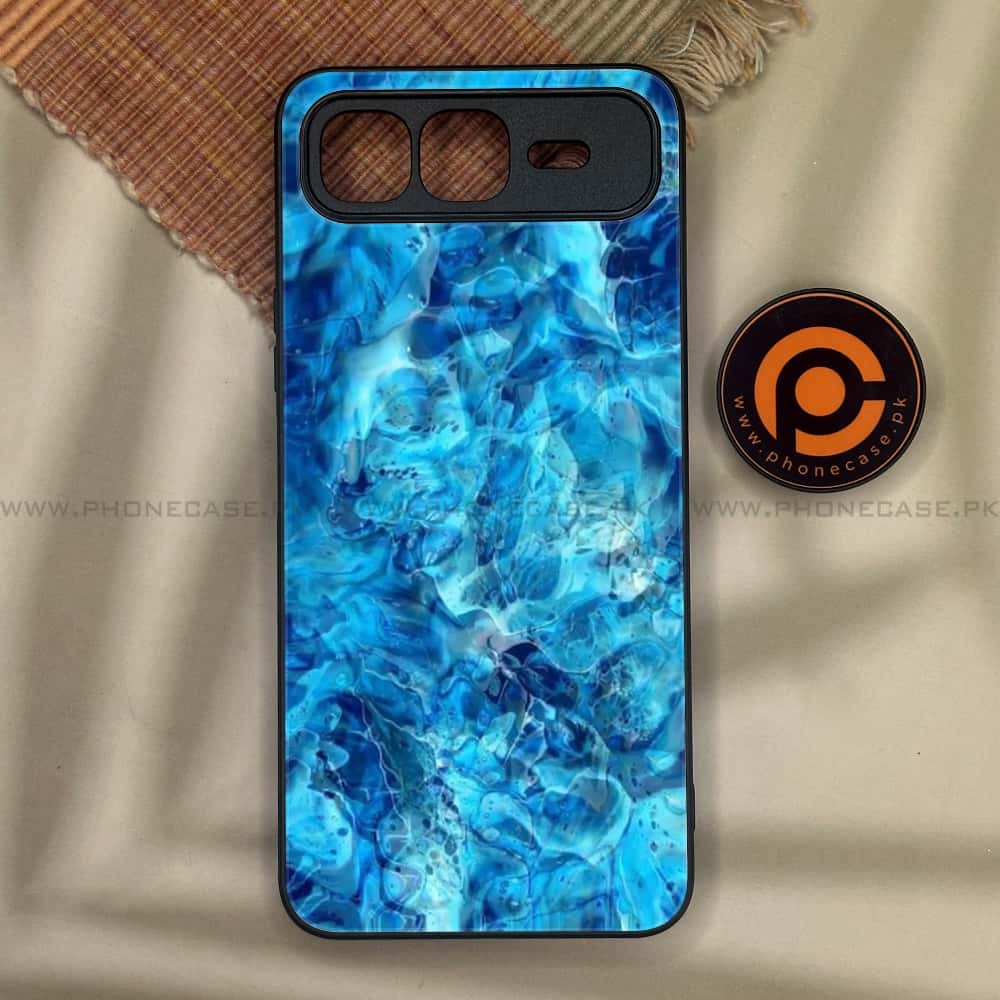 Infinix Smart 10 Plus - Blue Marble Series - Premium Metal Printed soft Bumper shock Proof Case