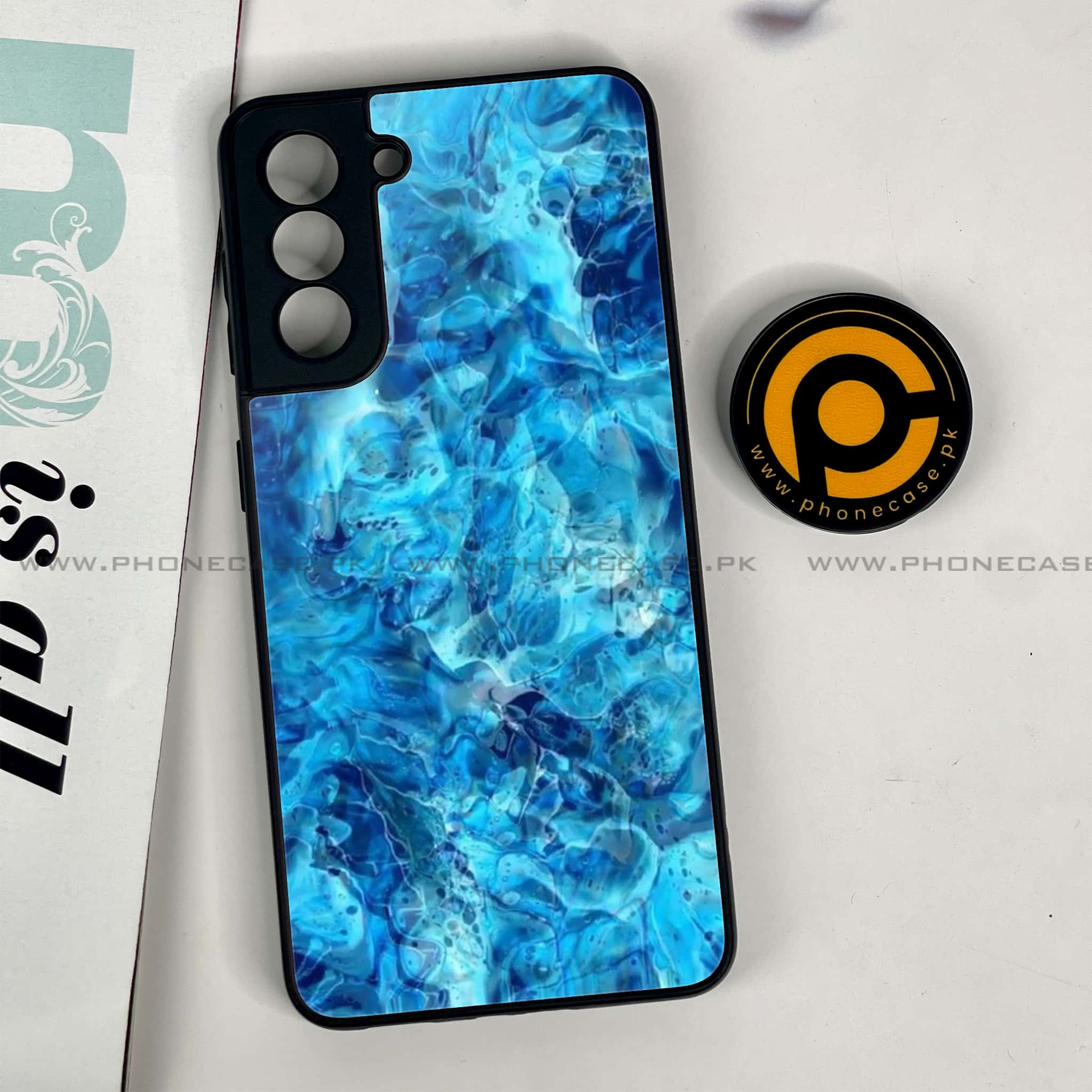 Samsung Galaxy S21 - Blue Marble Series - Premium Metal Printed soft Bumper shock Proof Case