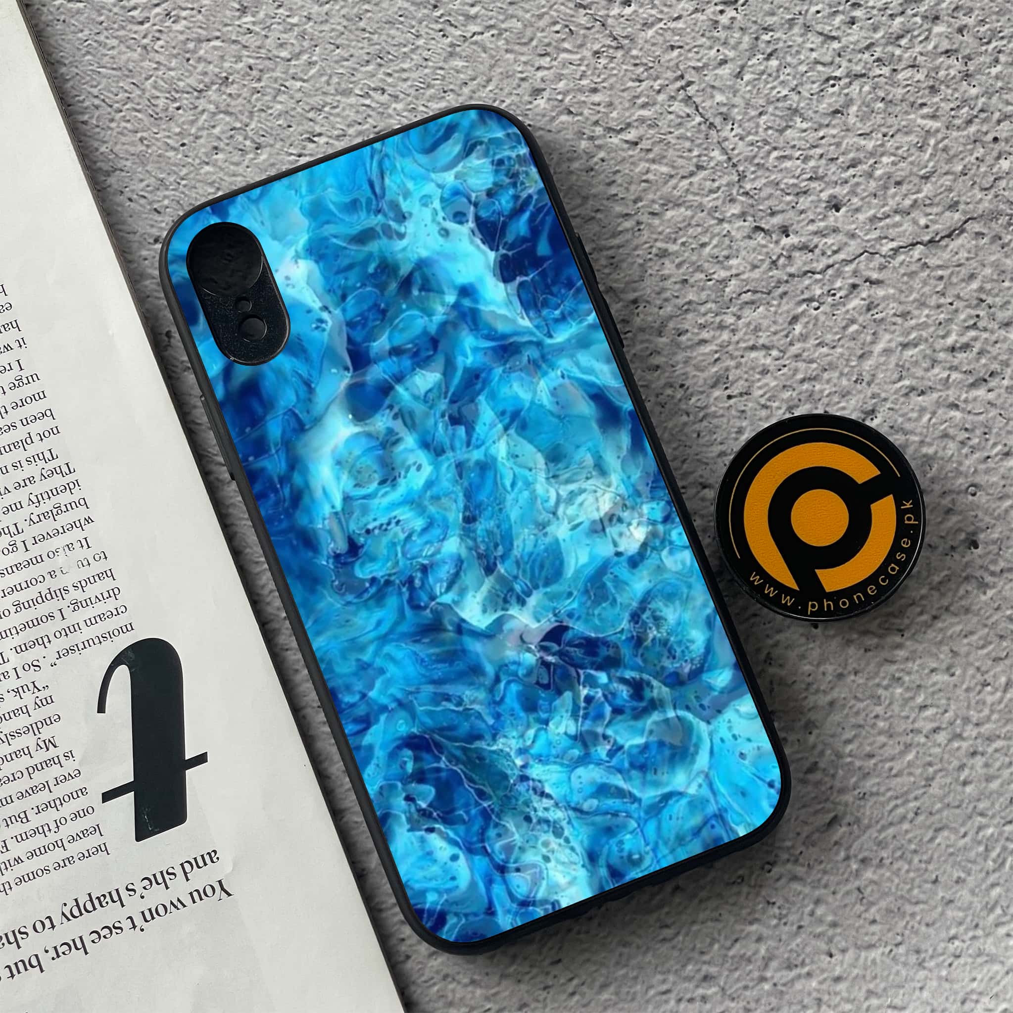 iPhone XR - Blue Marble Series - Premium Metal Printed soft Bumper shock Proof Case
