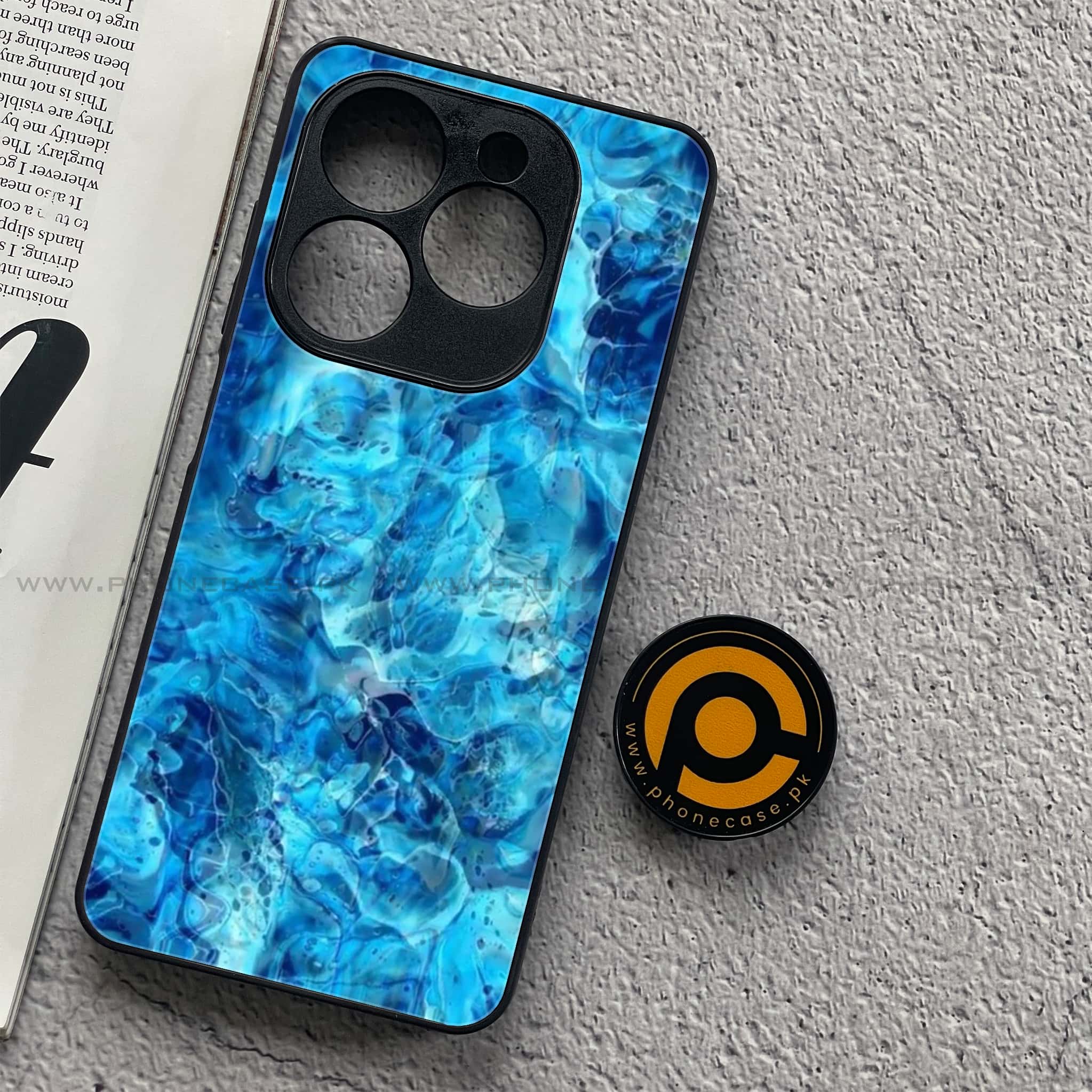 Tecno Spark 20C - Blue Marble Series - Premium Printed Glass soft Bumper shock Proof Case