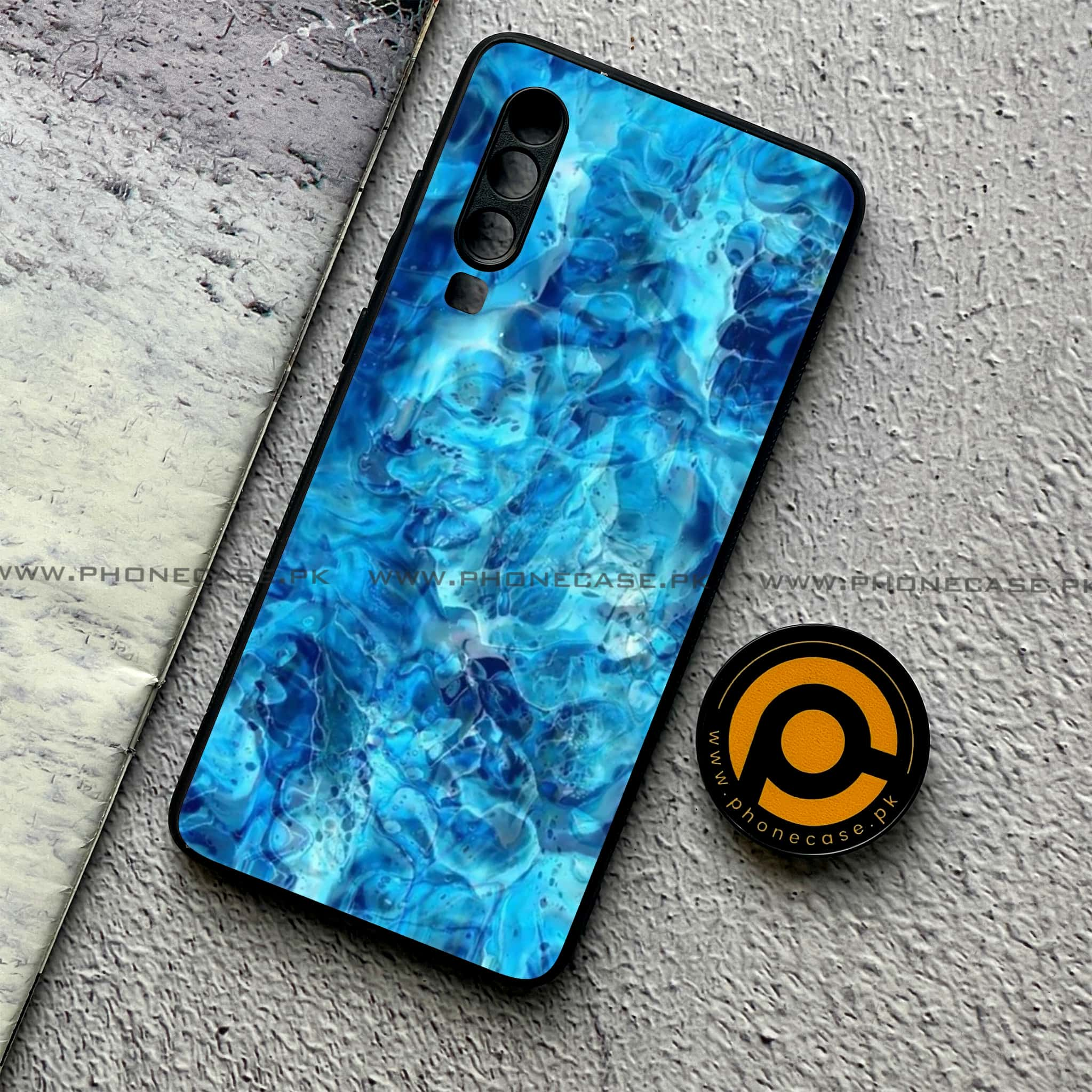 Huawei P30 - Blue Marble Series - Premium Printed Glass soft Bumper shock Proof Case