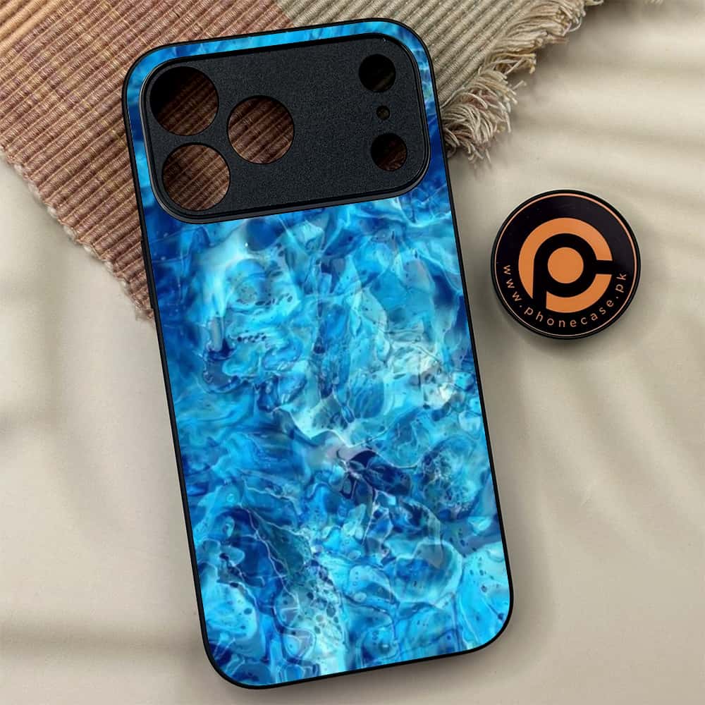 iPhone 17 Pro Max - Blue Marble Series - Premium Metal Printed soft Bumper shock Proof Case