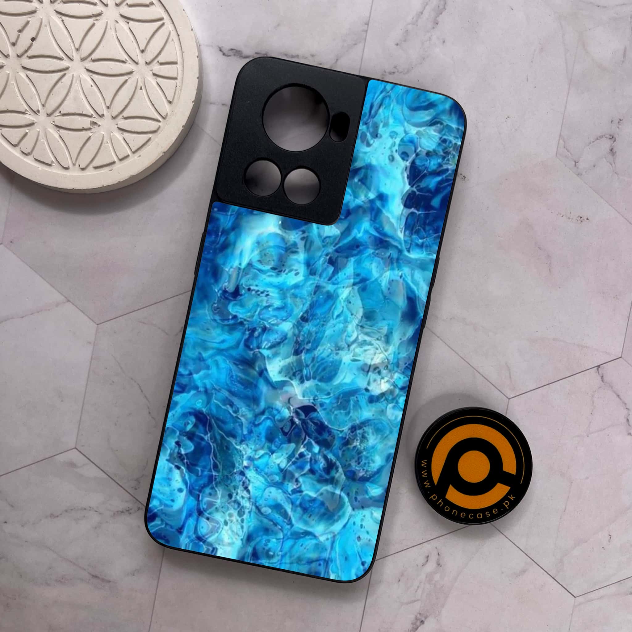 OnePlus 10R - Blue Marble Series - Premium Metal Printed soft Bumper shock Proof Case