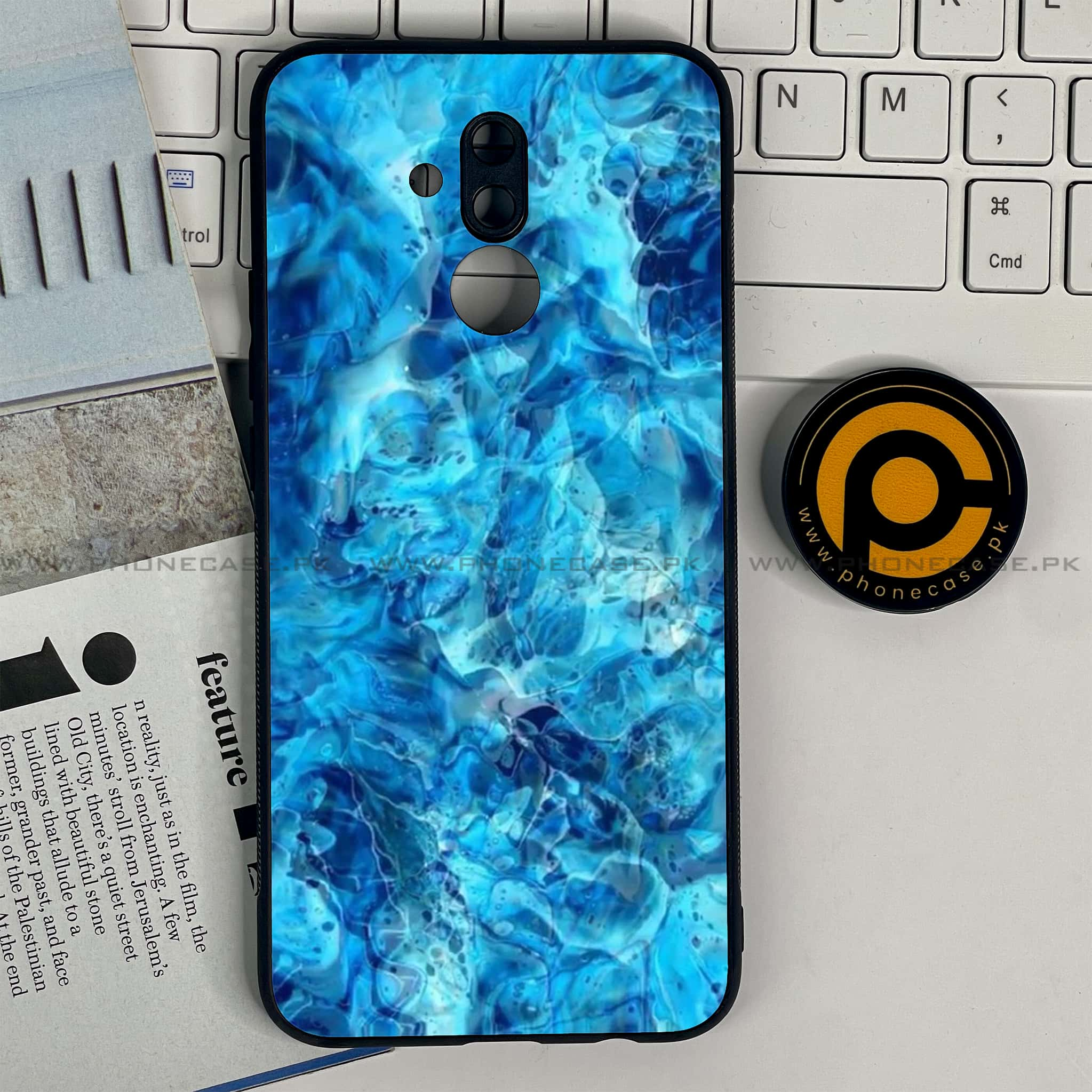 Huawei Mate 20 Lite - Blue Marble Series - Premium Printed Glass soft Bumper shock Proof Case