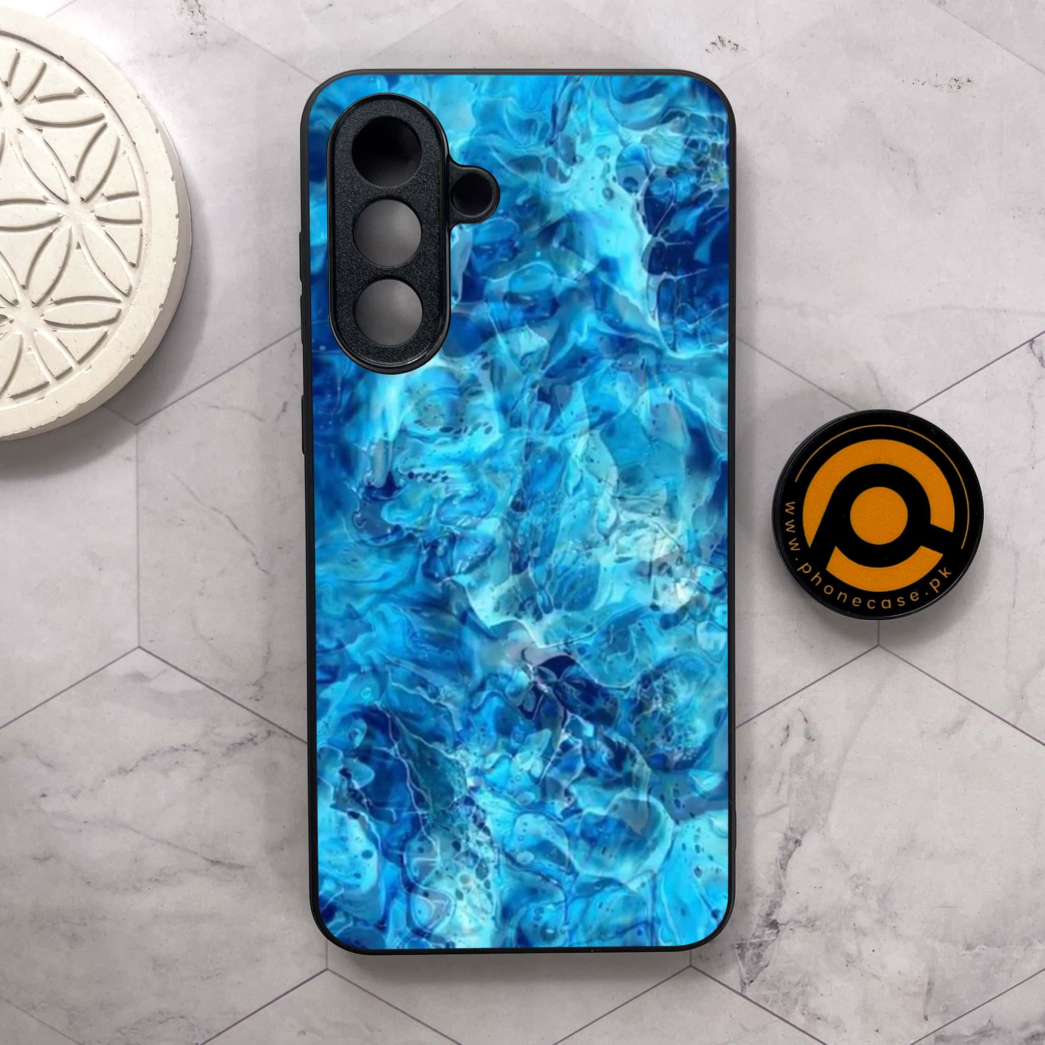 Samsung Galaxy A26 5G -  Blue Marble Series - Premium Metal Printed soft Bumper shock Proof Case