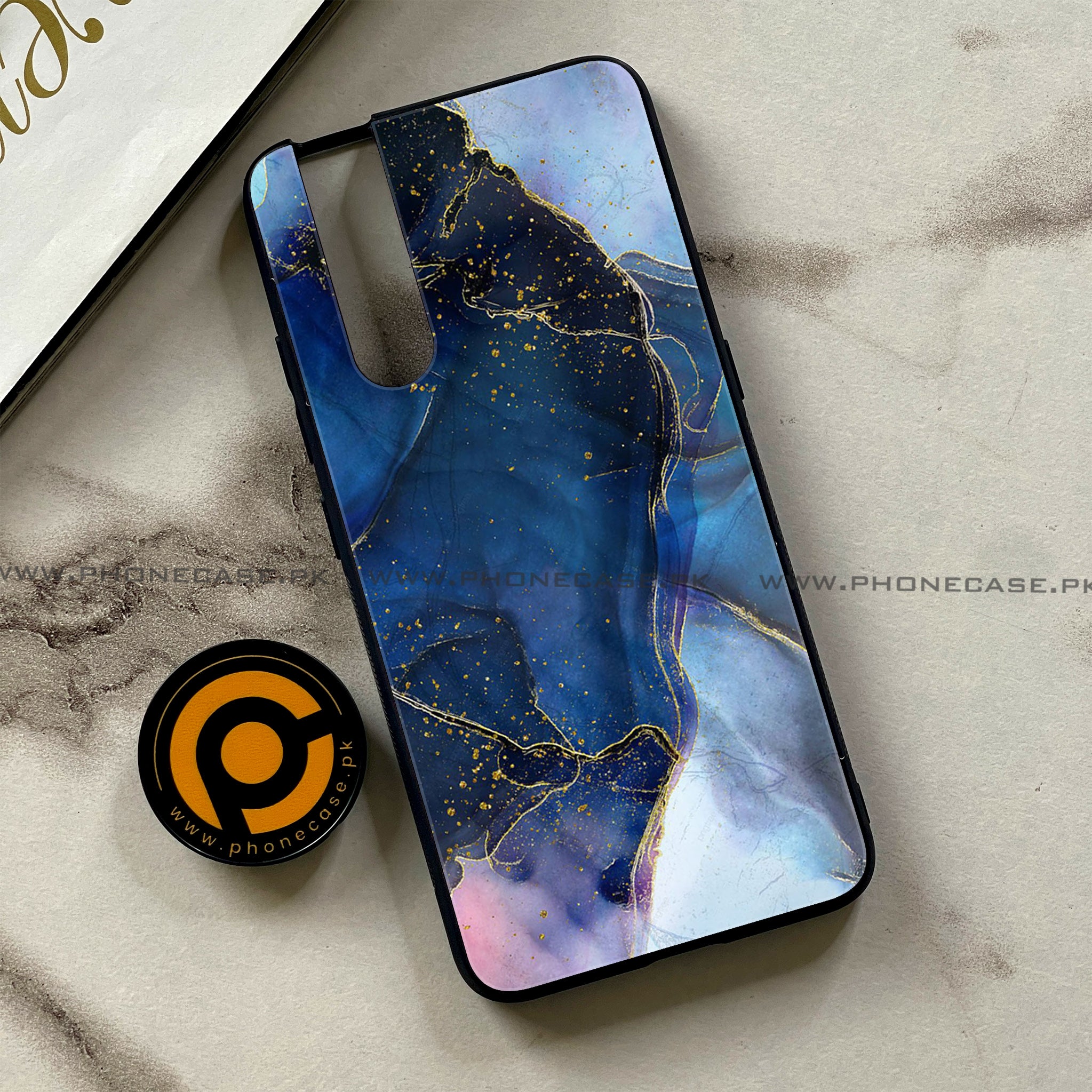 Vivo V15 Pro - Blue Marble Series - Premium Printed Glass soft Bumper shock Proof Case