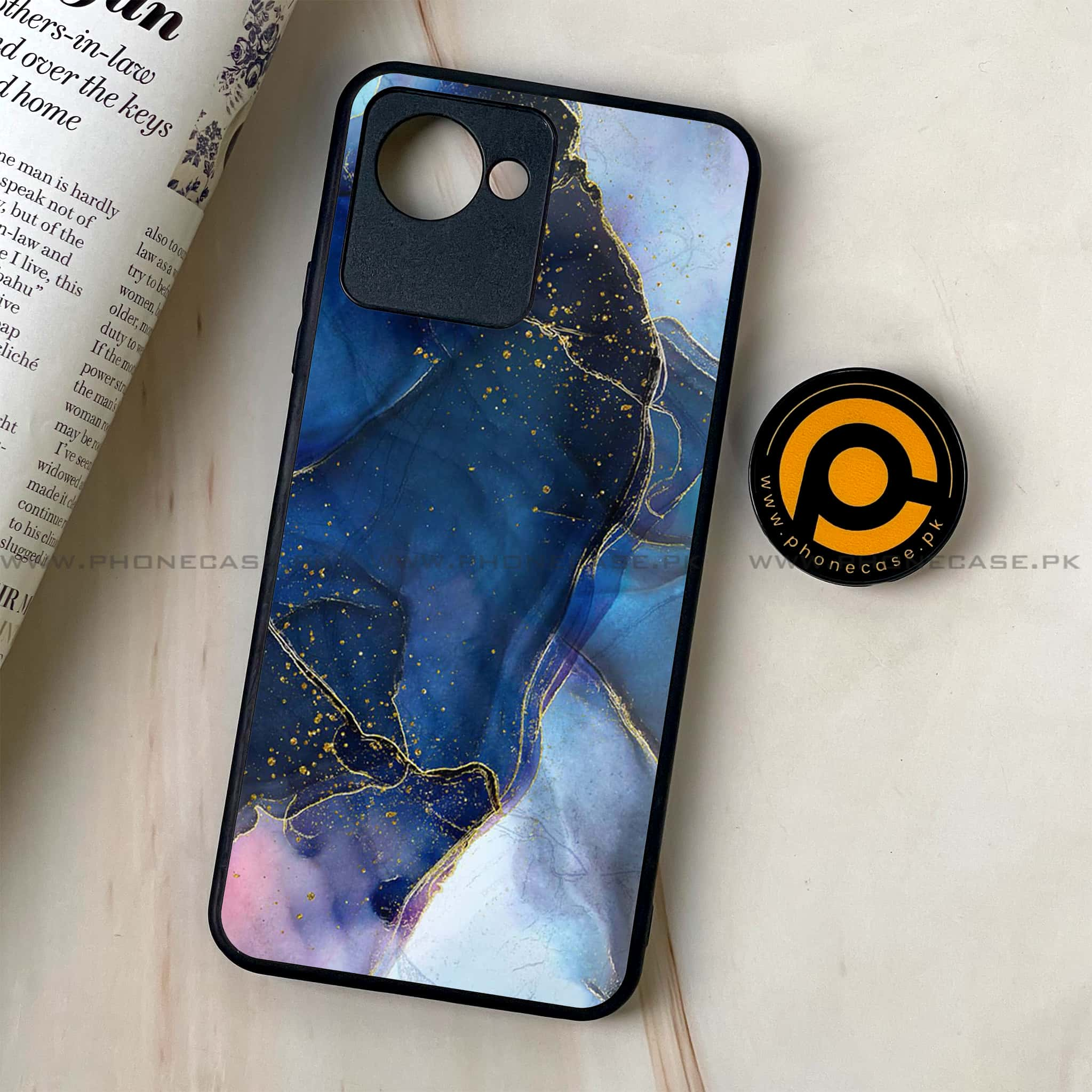 Realme C30 - Blue Marble Series - Premium Printed Glass soft Bumper shock Proof Case