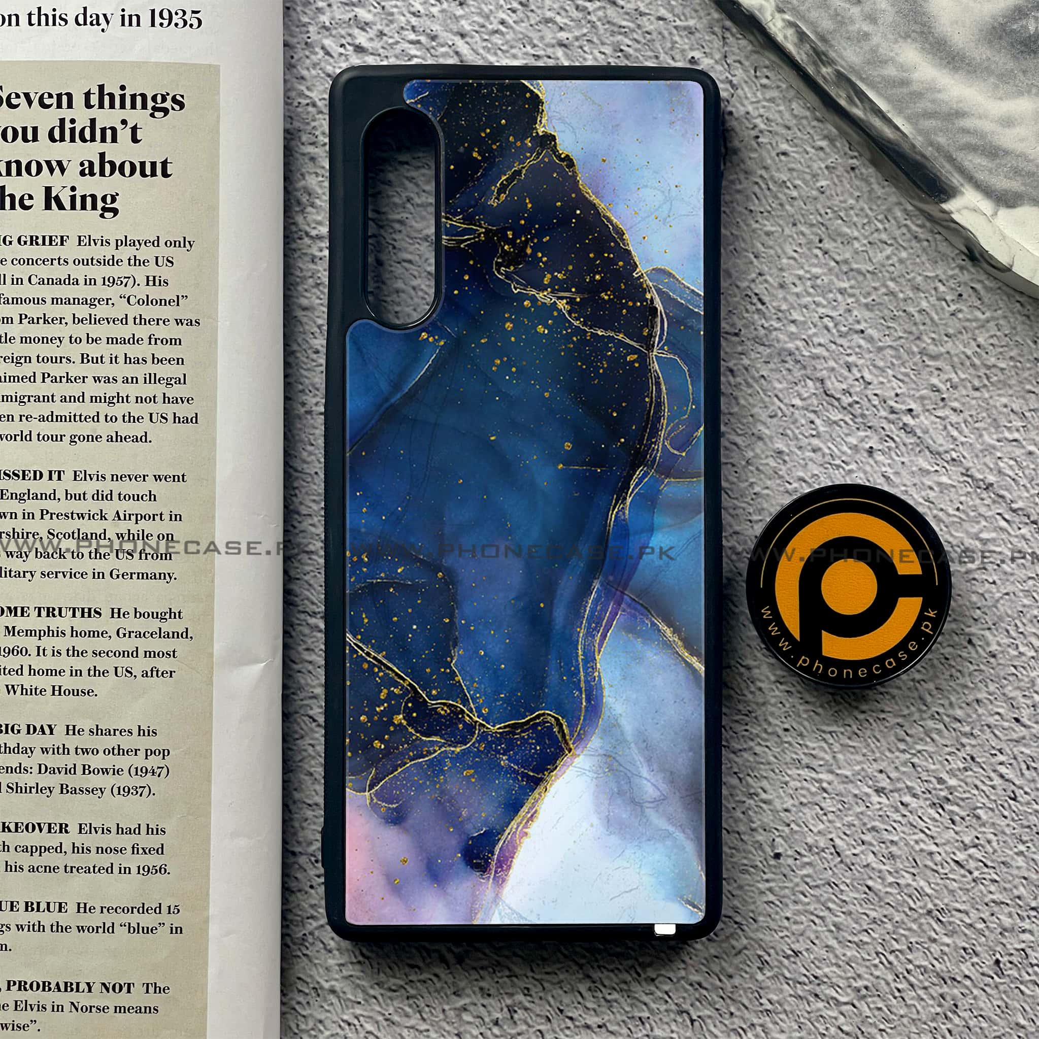 LG G9 - Blue Marble Series - Premium Printed Glass soft Bumper shock Proof Case