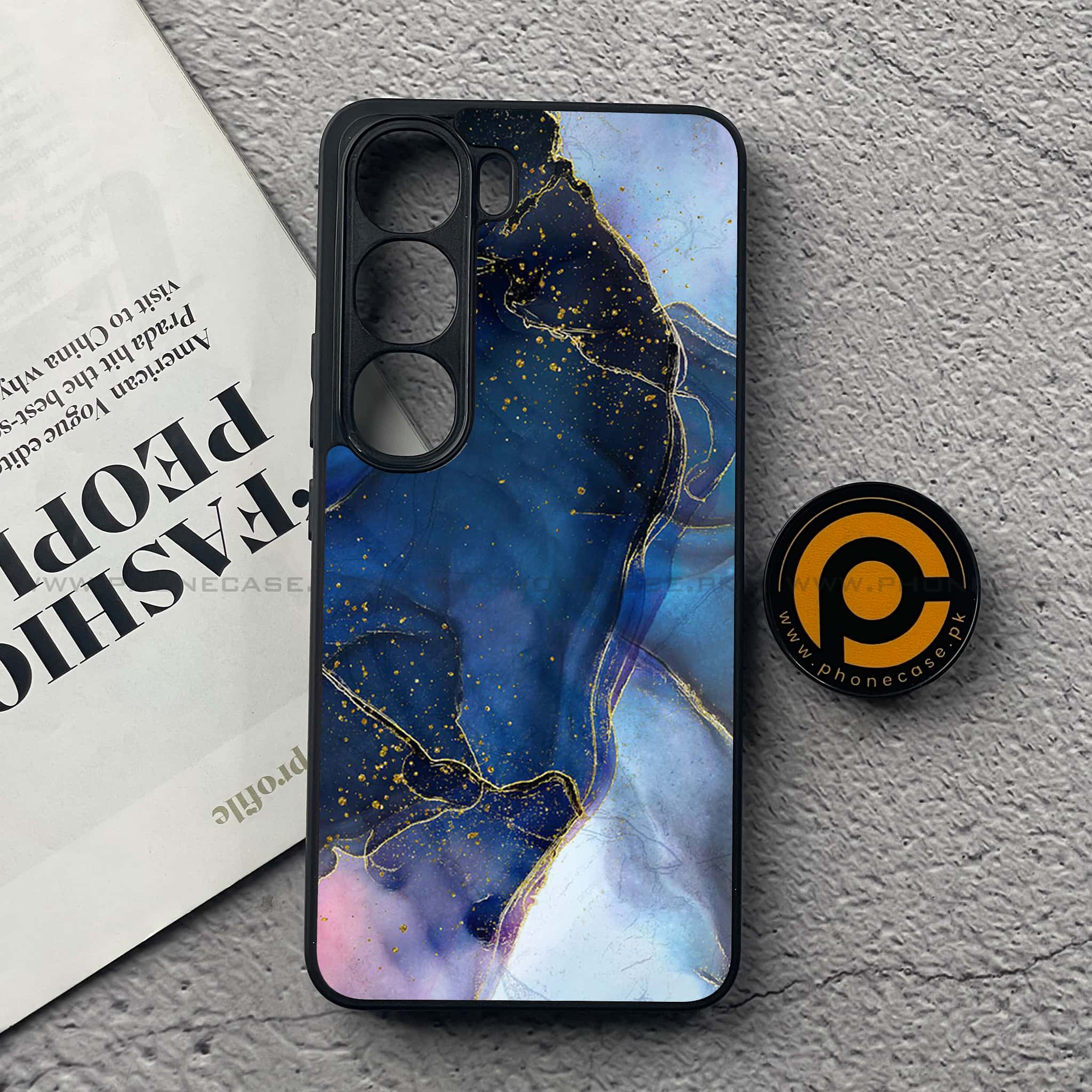 Vivo V40 Lite (IDN) - Blue Marble Series - Premium Metal Printed soft Bumper Shock Proof Case