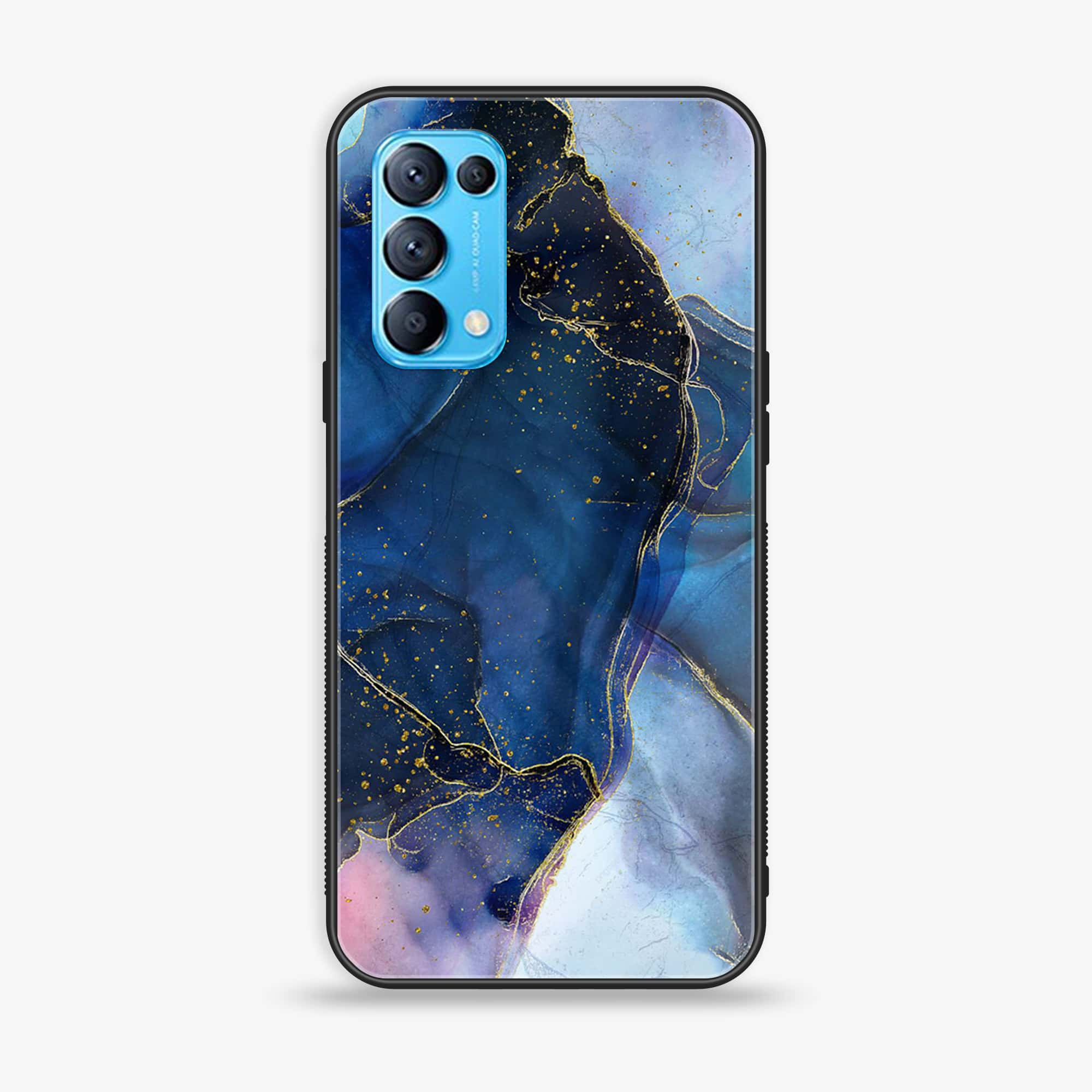 Oppo Reno 5 - Blue Marble Series - Premium Printed Glass soft Bumper shock Proof Case