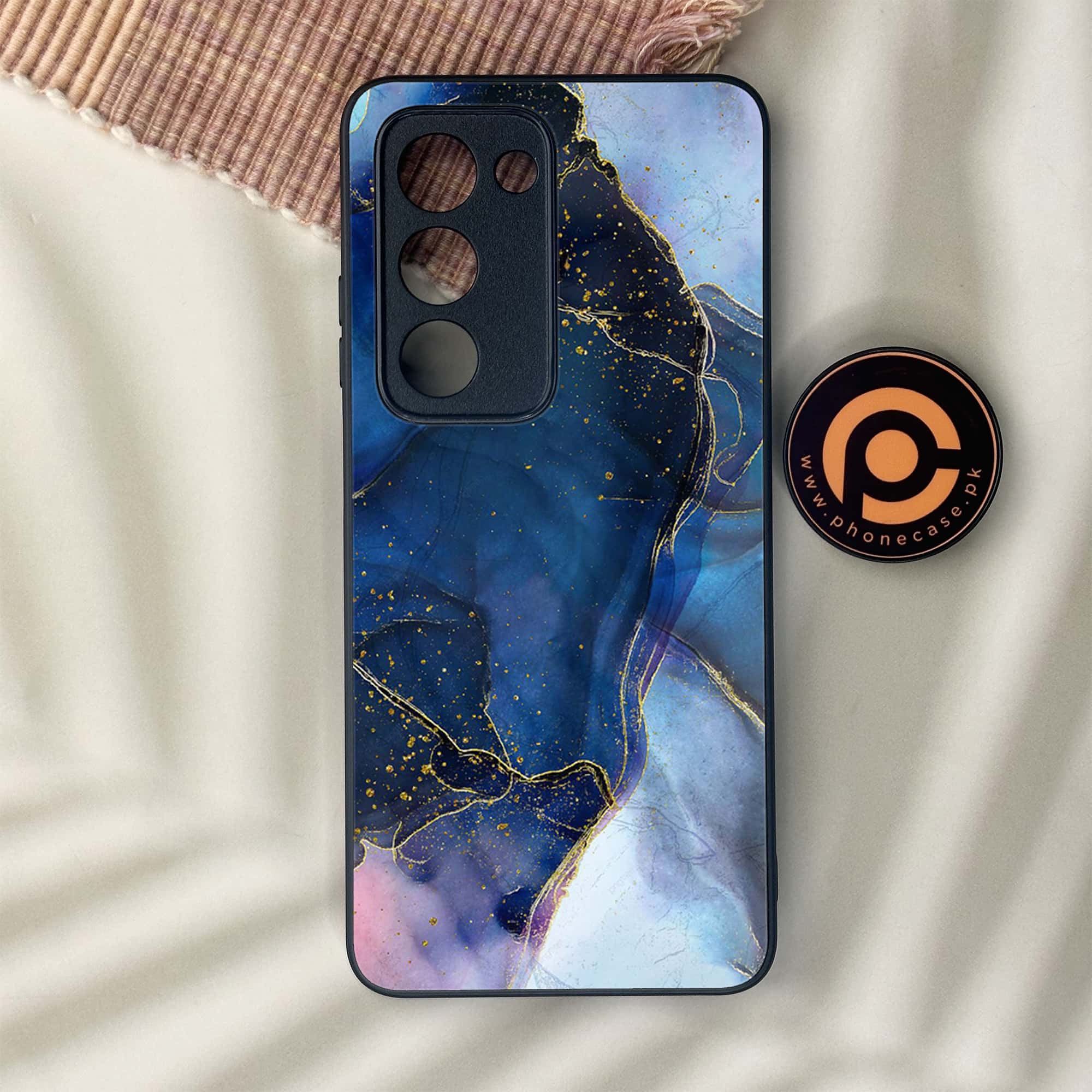 Oppo A5 2025 - Blue Marble Series - Premium Metal Printed soft Bumper shock Proof Case