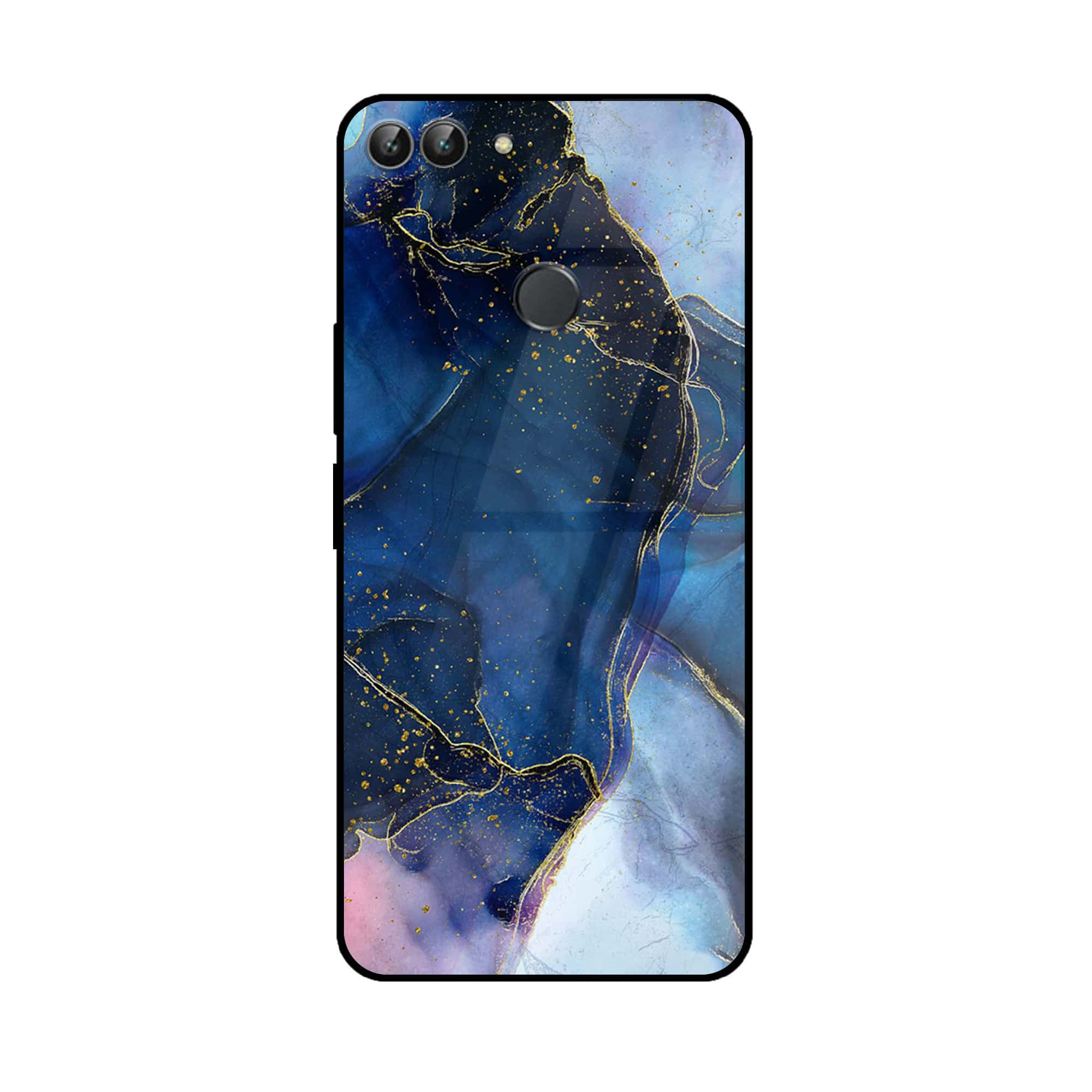 Huawei P Smart - Blue Marble Series - Premium Printed Glass soft Bumper shock Proof Case