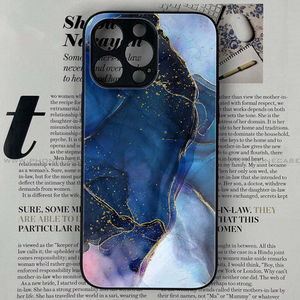 iPhone 14 Pro - Blue Marble Design 7 - Premium Printed Glass soft Bumper shock Proof Case CS-20530