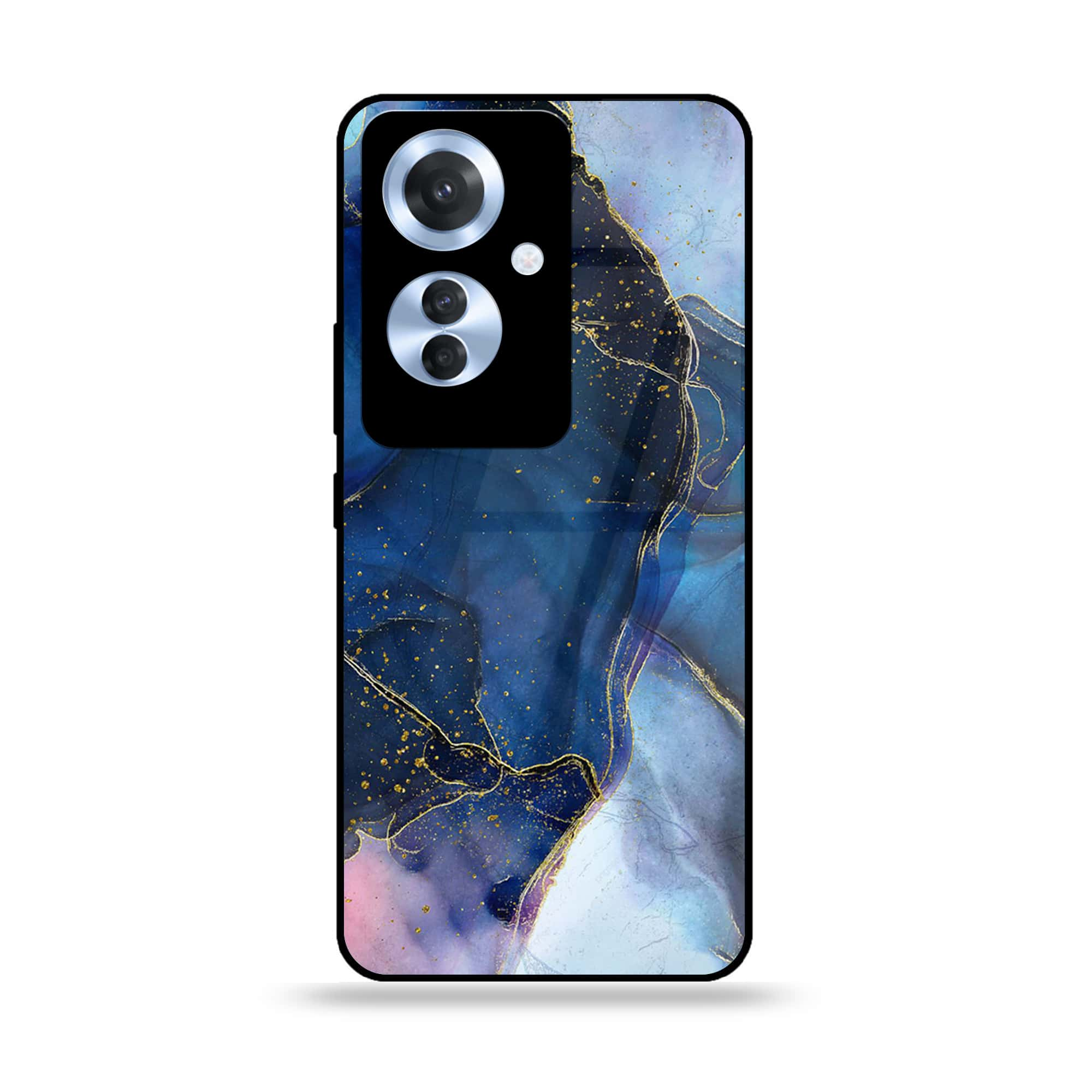 Oppo F25 Pro - Blue Marble Series - Premium Printed Glass soft Bumper shock Proof Case