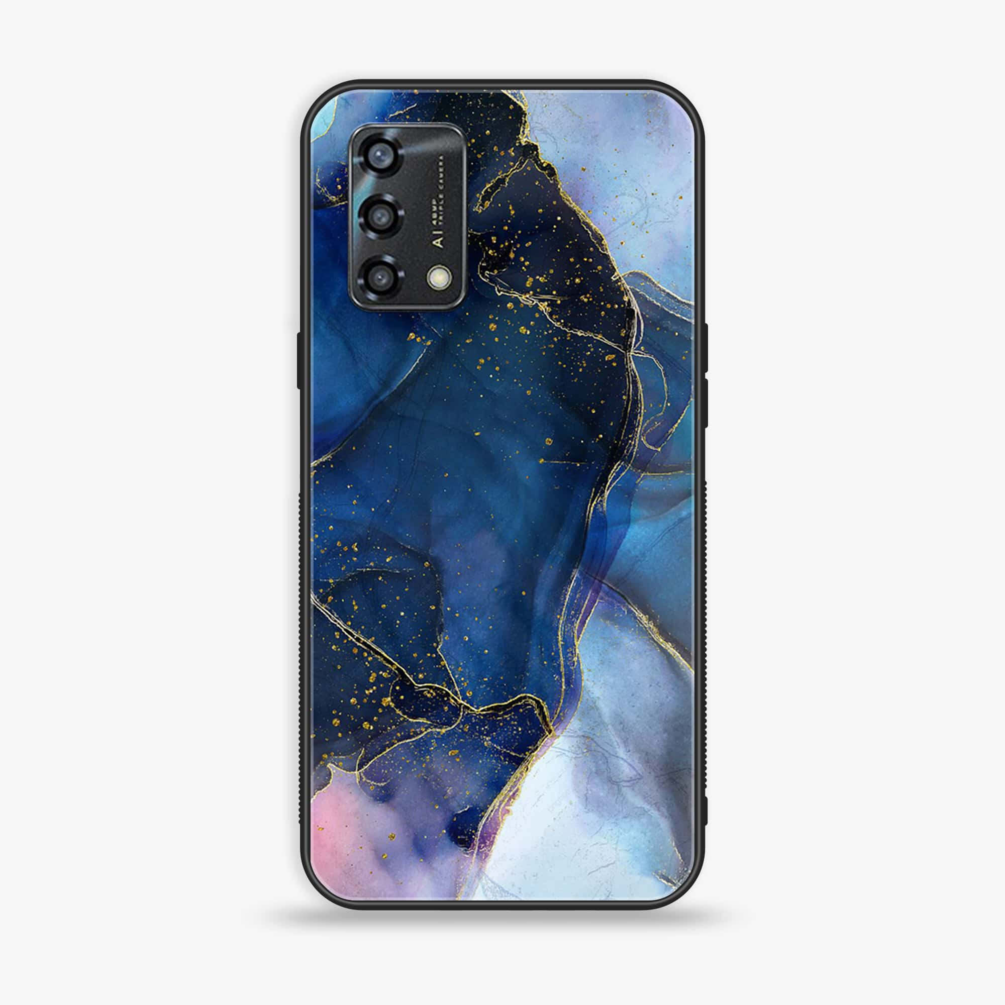 Oppo A95  - Blue Marble Series - Premium Printed Glass soft Bumper shock Proof Case