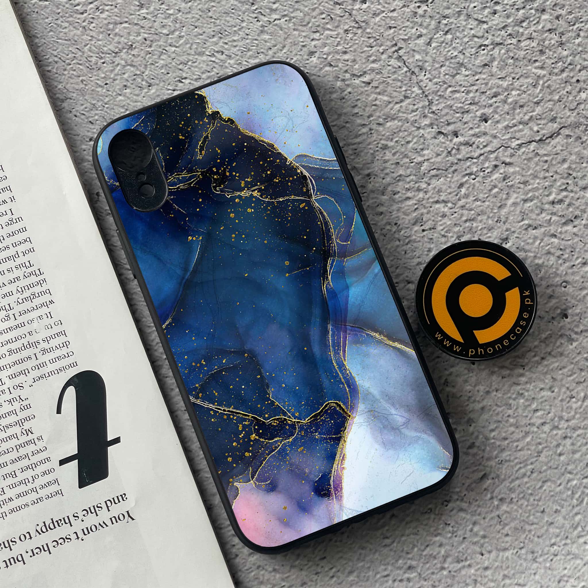 iPhone XR - Blue Marble Series - Premium Metal Printed soft Bumper shock Proof Case
