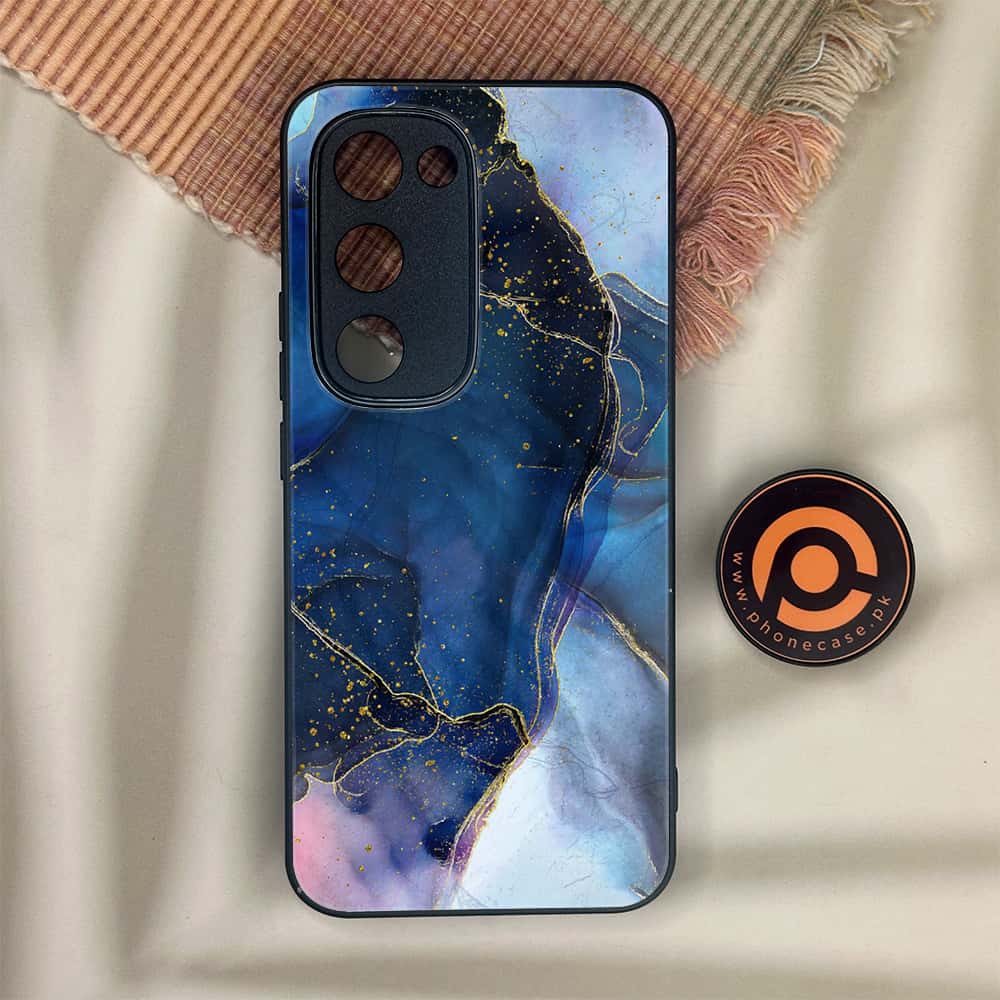 Tecno Spark 40 Pro Plus - Blue Marble Series - Premium Metal Printed soft Bumper shock Proof Case