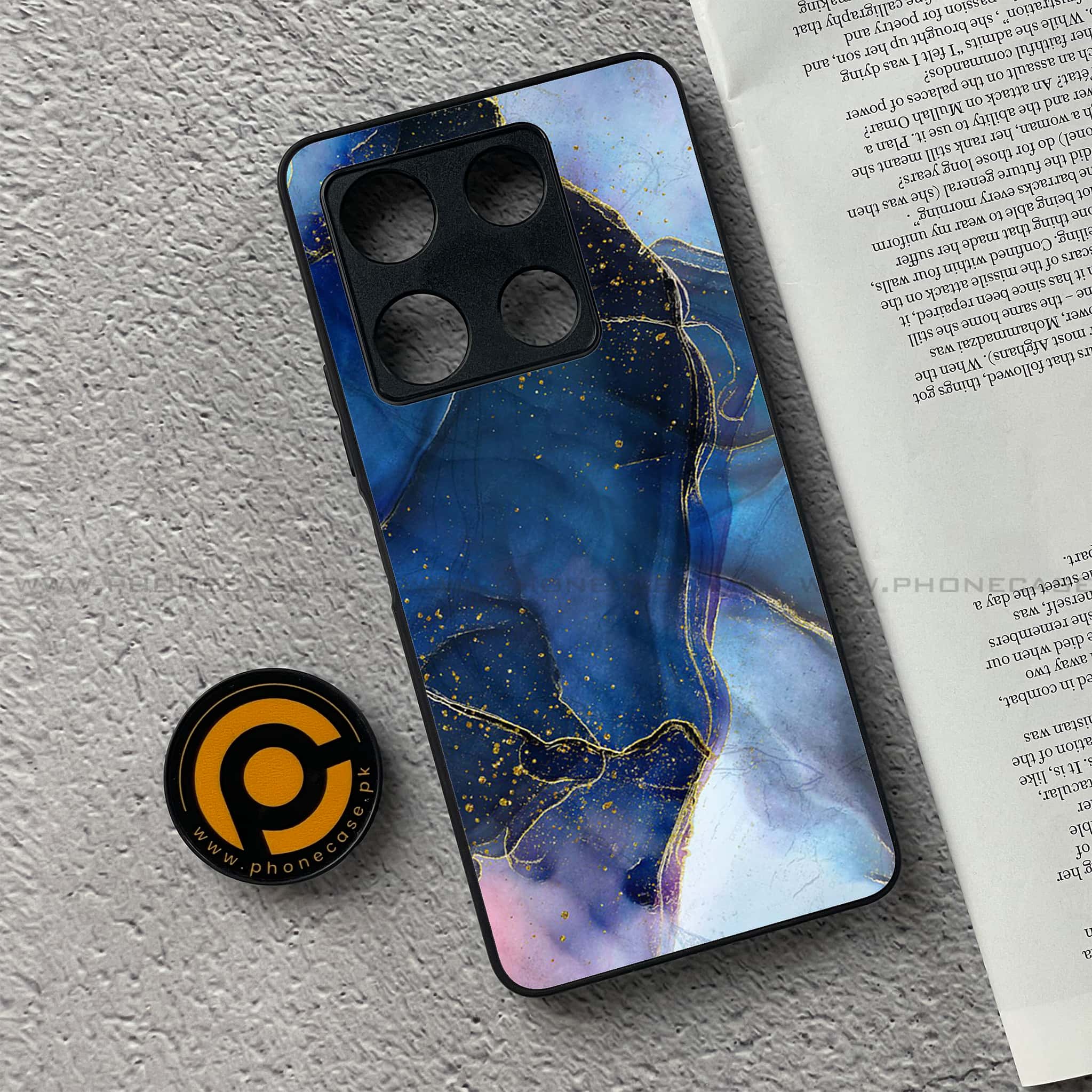 Infinix Note 30 Pro - Blue Marble Series - Premium Metal Printed soft Bumper shock Proof Case