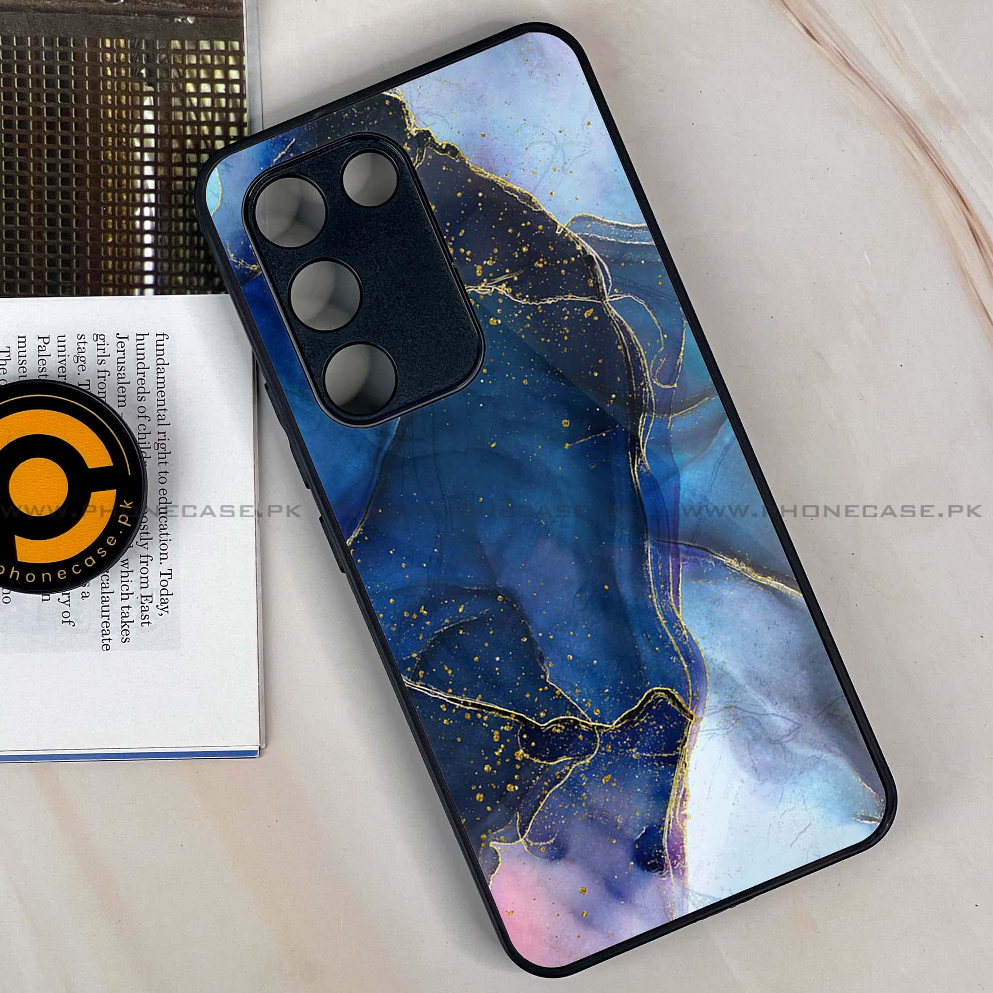 Vivo Y200e - Blue Marble Series - Premium Metal Printed soft Bumper shock Proof Case
