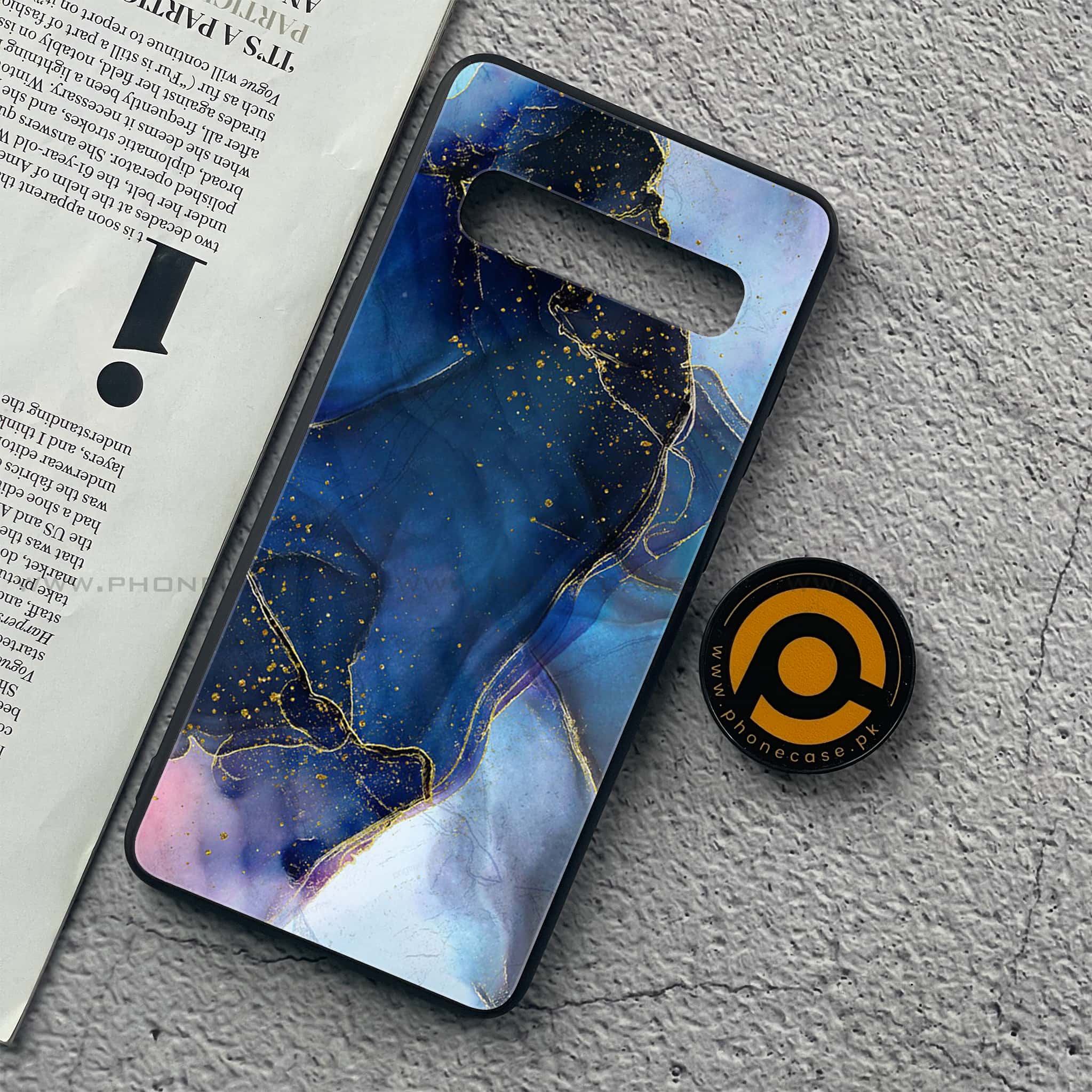 Samsung Galaxy S10 5G - Blue Marble Series - Premium Printed Glass soft Bumper shock Proof Case