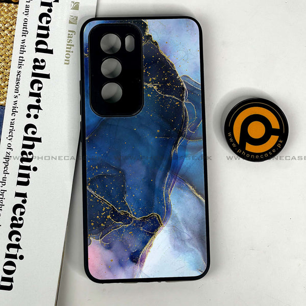 Oppo Reno 12 5G - Blue Marble Series Design 7  - Premium Printed Glass soft Bumper shock Proof Case CS-21697