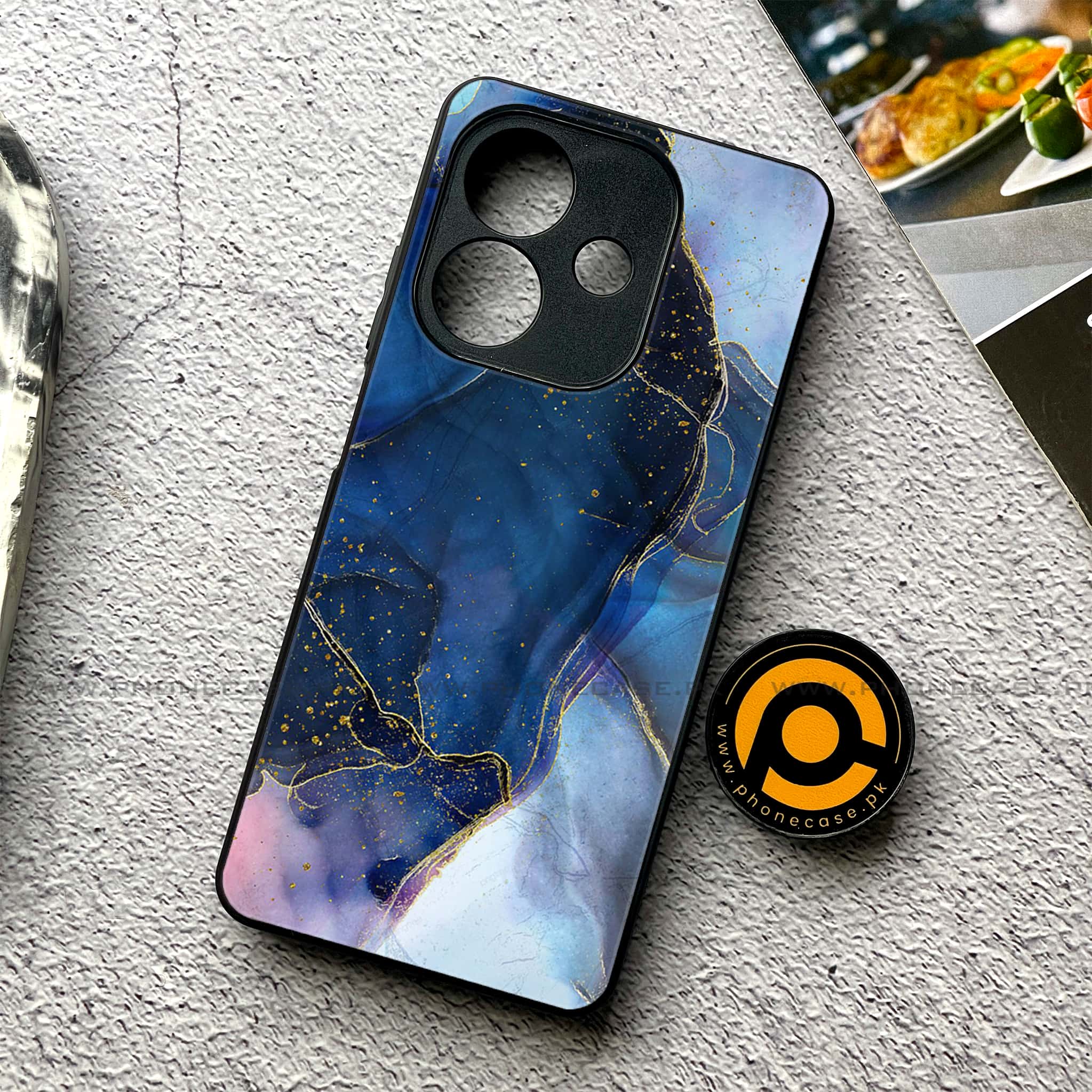 Oppo A5i - Blue Marble Series - Premium Metal Printed soft Bumper shock Proof Case