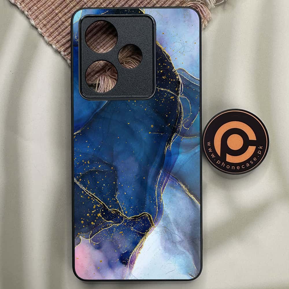 Realme GT 7T - Blue Marble Series - Premium Metal Printed soft Bumper shock Proof Case