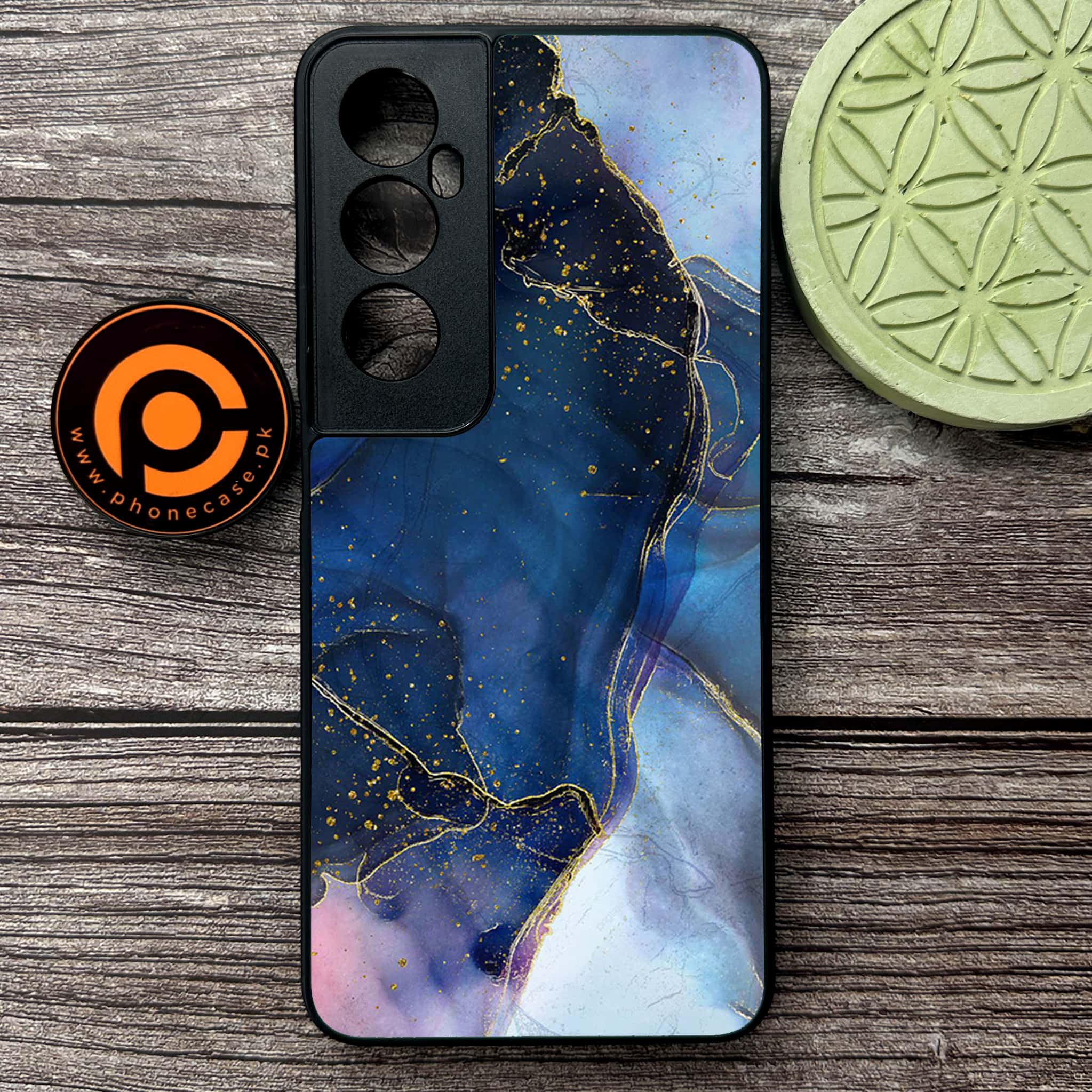 Realme C65  - Blue Marble Series - Premium Metal Printed soft Bumper shock Proof Case