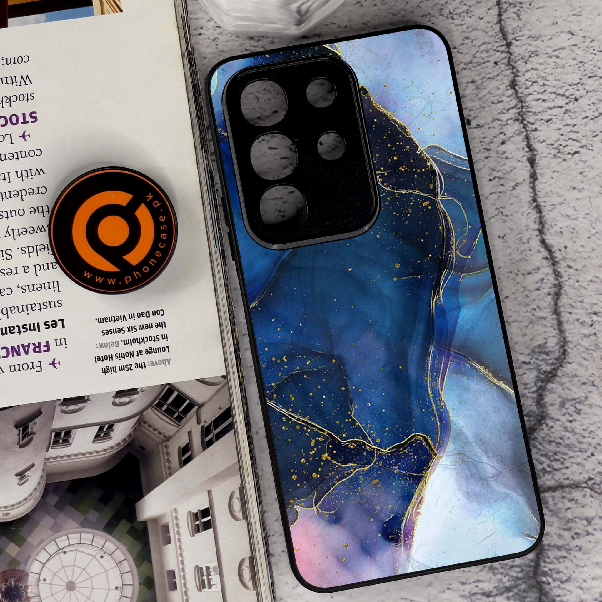 Vivo Y29 4G - Blue Marble Series - Premium Metal Printed soft Bumper Shock Proof Case