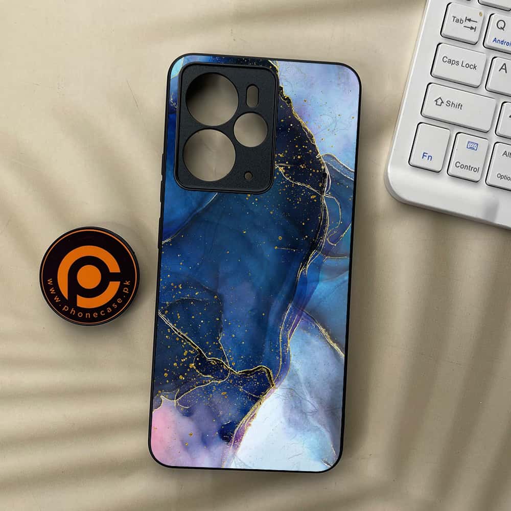 Realme 14 5G - Blue Marble Series - Premium Metal Printed soft Bumper Shock Proof Case