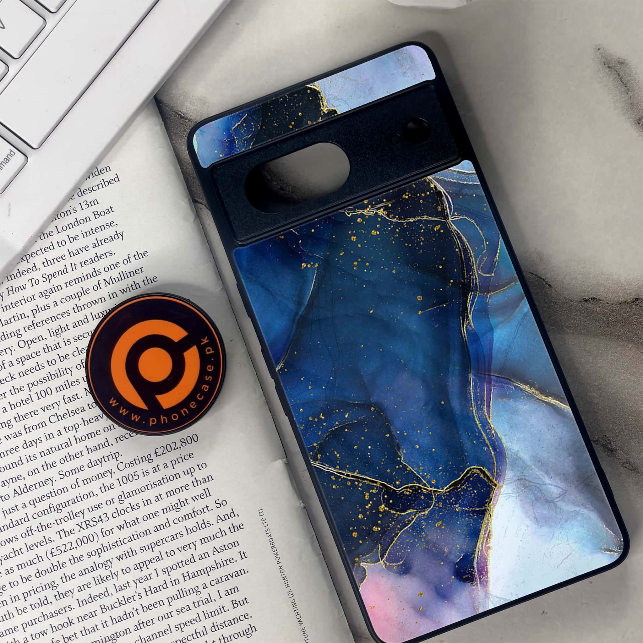 Google Pixel 7 - Blue Marble Series - Premium Metal Printed soft Bumper Shock Proof Case
