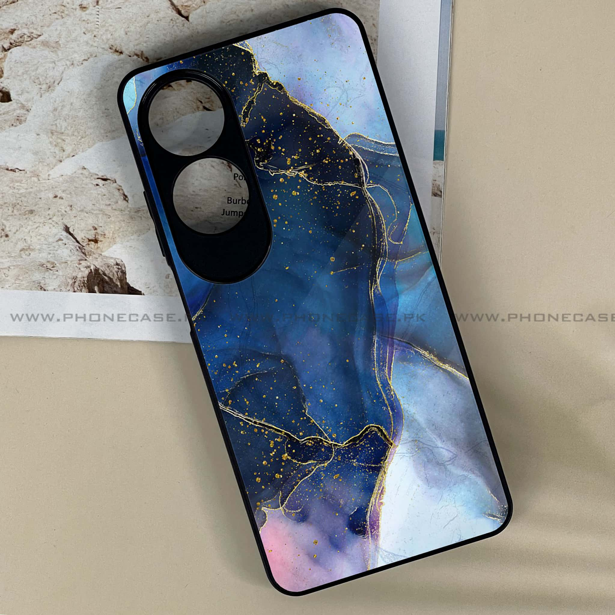 Oppo A60 - Blue Marble Series - Premium Printed Metal soft Bumper shock Proof Case