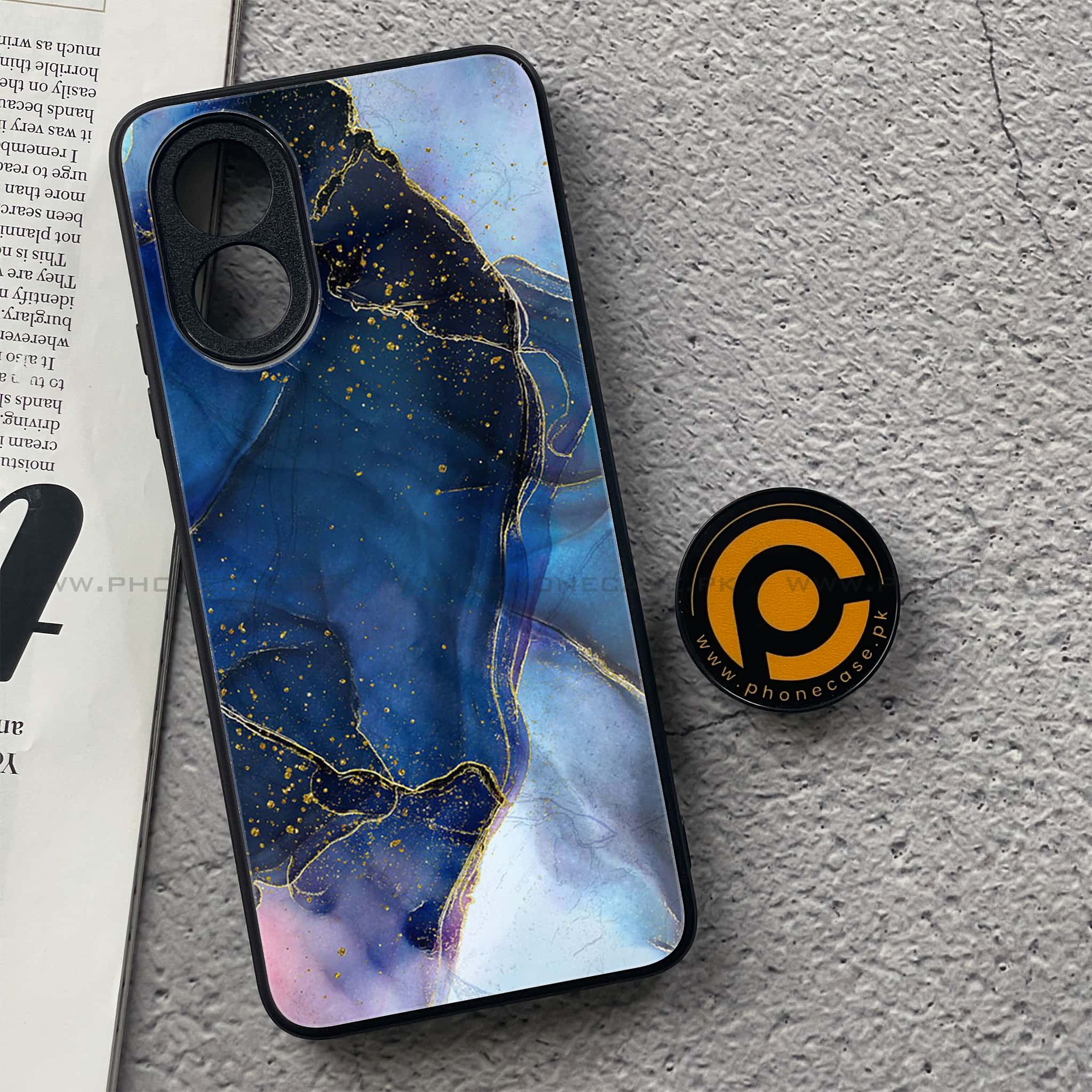 Oppo A18 4G - Blue Marble Series - Premium Printed Glass soft Bumper shock Proof Case