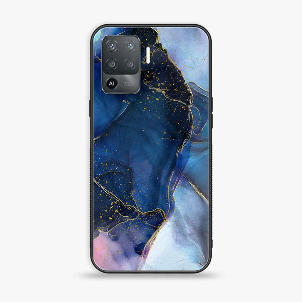 Oppo F19 Pro/ A94 4g/ RENO 5 - Blue Marble Design 7  - Premium Metal  Printed soft Bumper shock Proof Case CS-28012