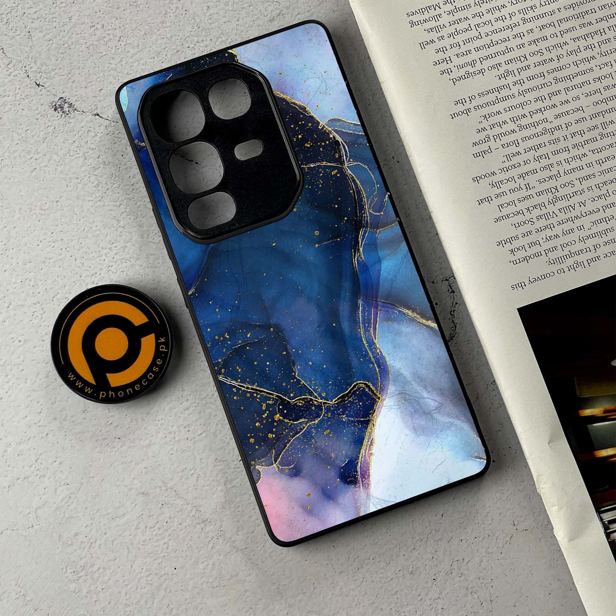 Infinix Note 50 Pro Plus - Blue Marble Series - Premium Metal Printed Soft Bumper Shockproof Case