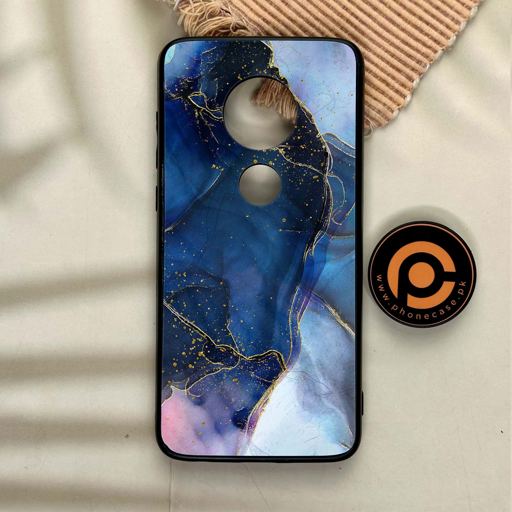 Moto G7 - Blue Marble Series - Premium Printed Glass soft Bumper shock Proof Case