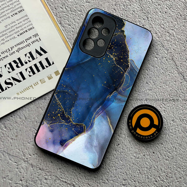 Samsung Galaxy A23- Blue Marble Design 7  - Premium Printed Glass soft Bumper shock Proof Case  CS-33724
