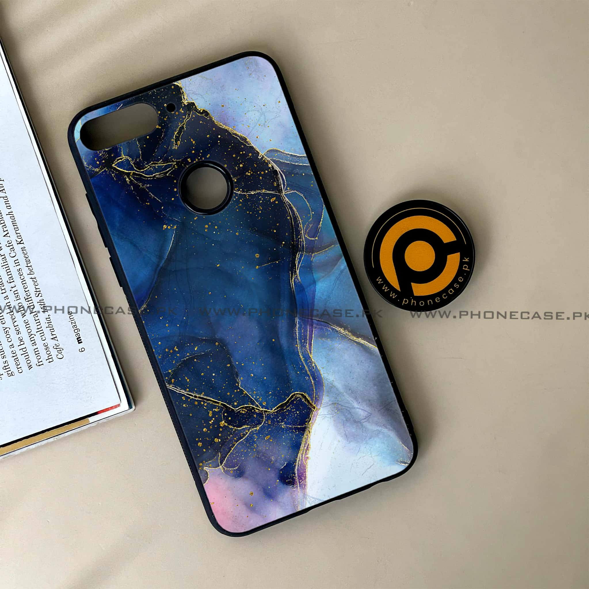 Huawei Y7 Prime (2018) - Blue Marble Series - Premium Printed Glass soft Bumper shock Proof Case