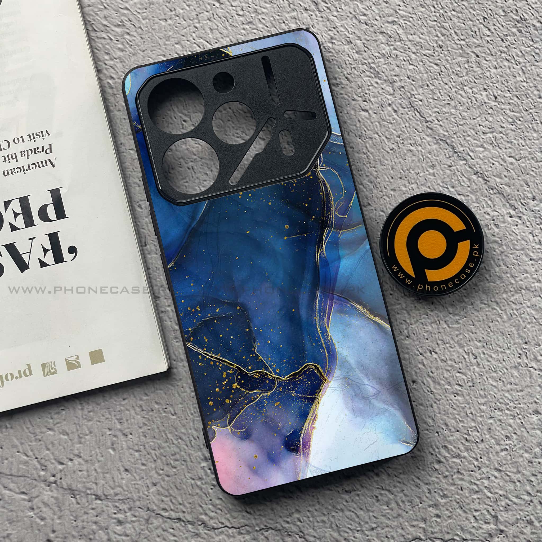 Tecno Pova 6 - Blue Marble Series - Premium Printed Glass soft Bumper shock Proof Case