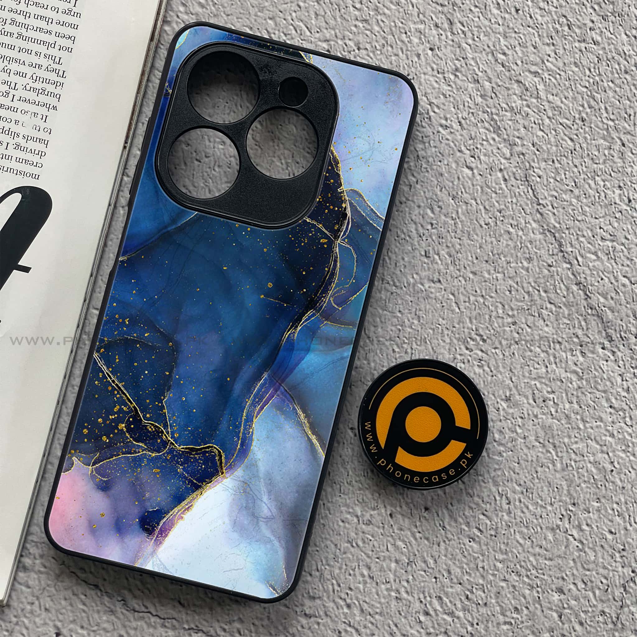 Infinix Smart 8 Pro - Blue Marble Series - Premium Metal Printed soft Bumper shock Proof Case