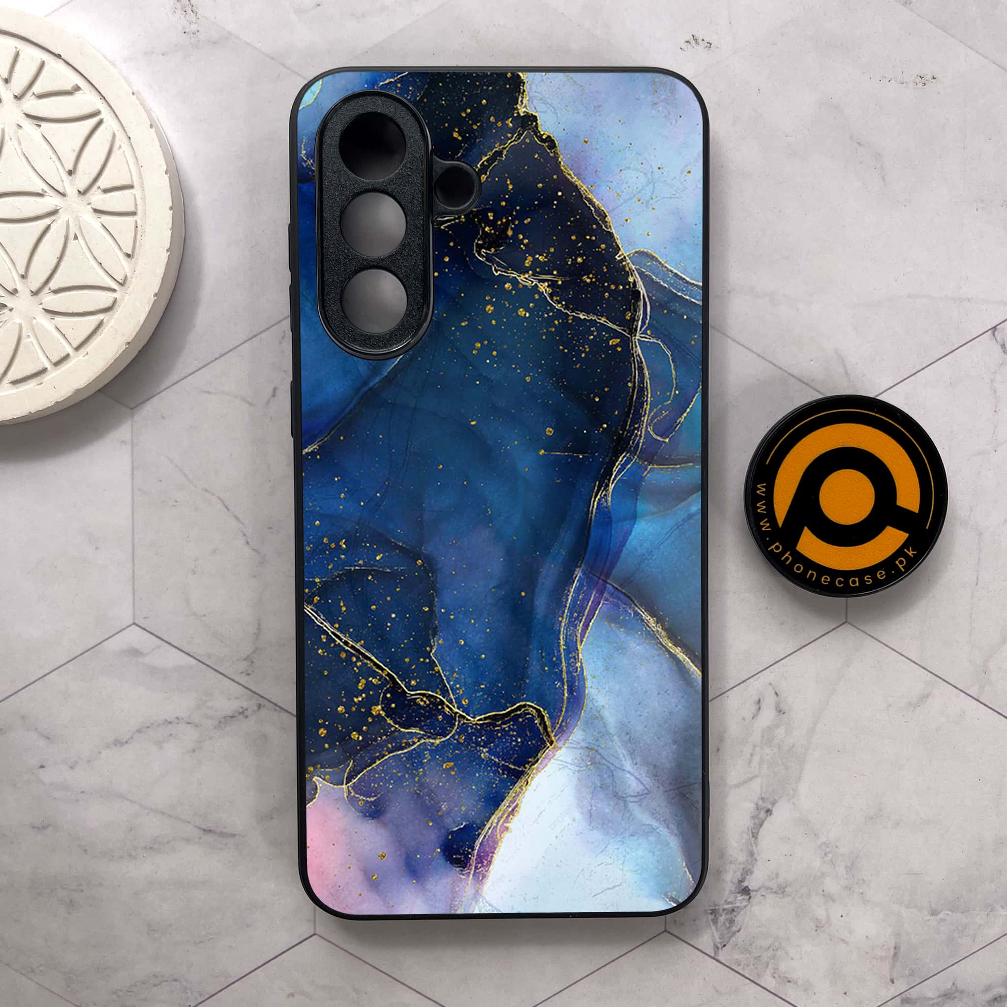 Samsung Galaxy A36 5G -  Blue Marble Series - Premium Metal Printed soft Bumper shock Proof Case