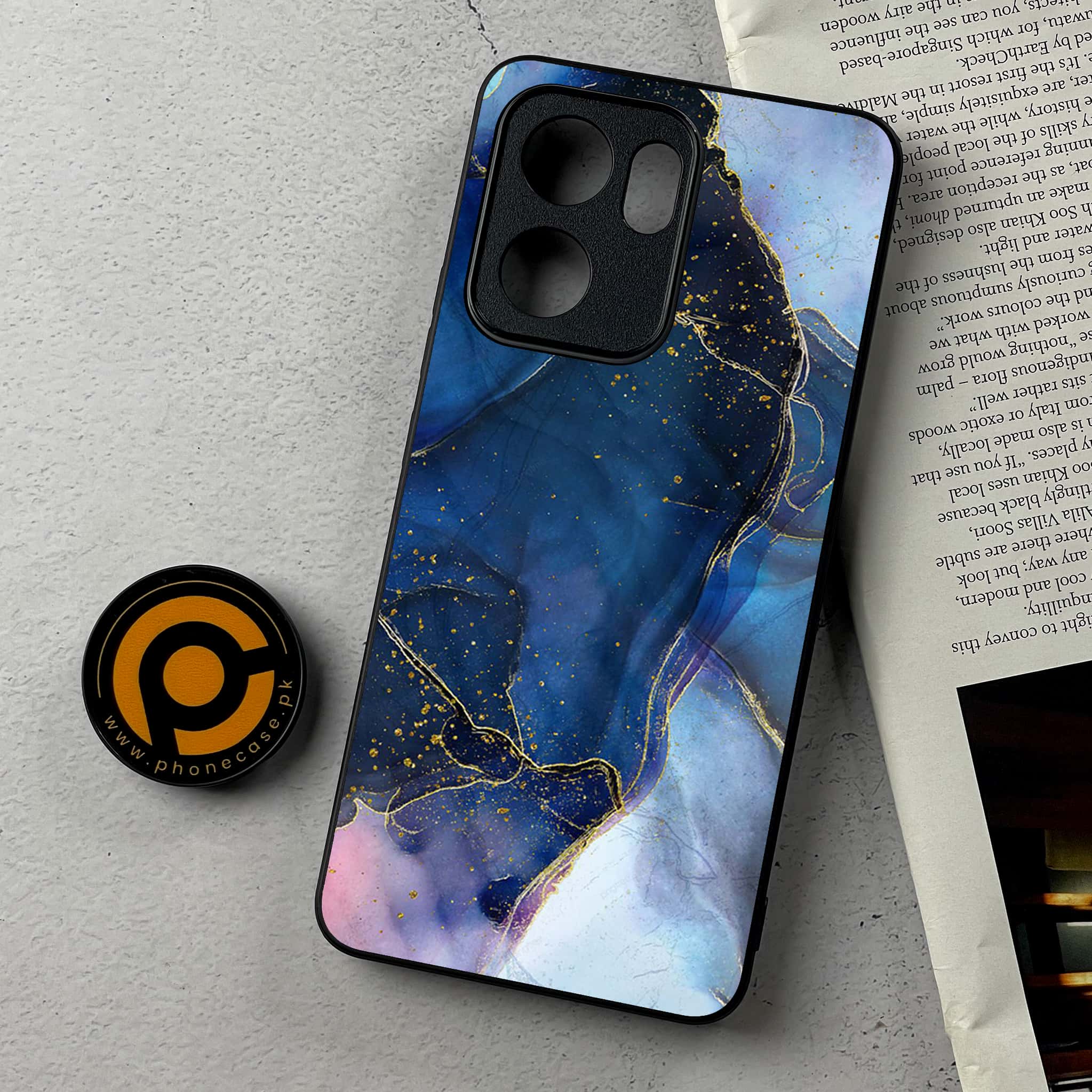 Oppo Reno 13F - Blue Marble Series - Premium Metal Printed Soft Bumper Shockproof Case