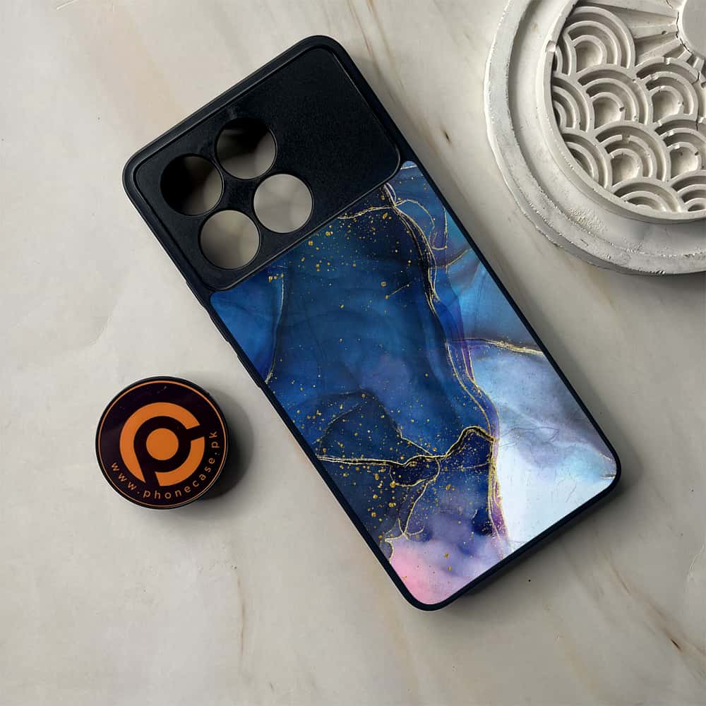 Xiaomi Poco F6 Pro - Blue Marble Series - Premium Metal Printed soft Bumper shock Proof Case
