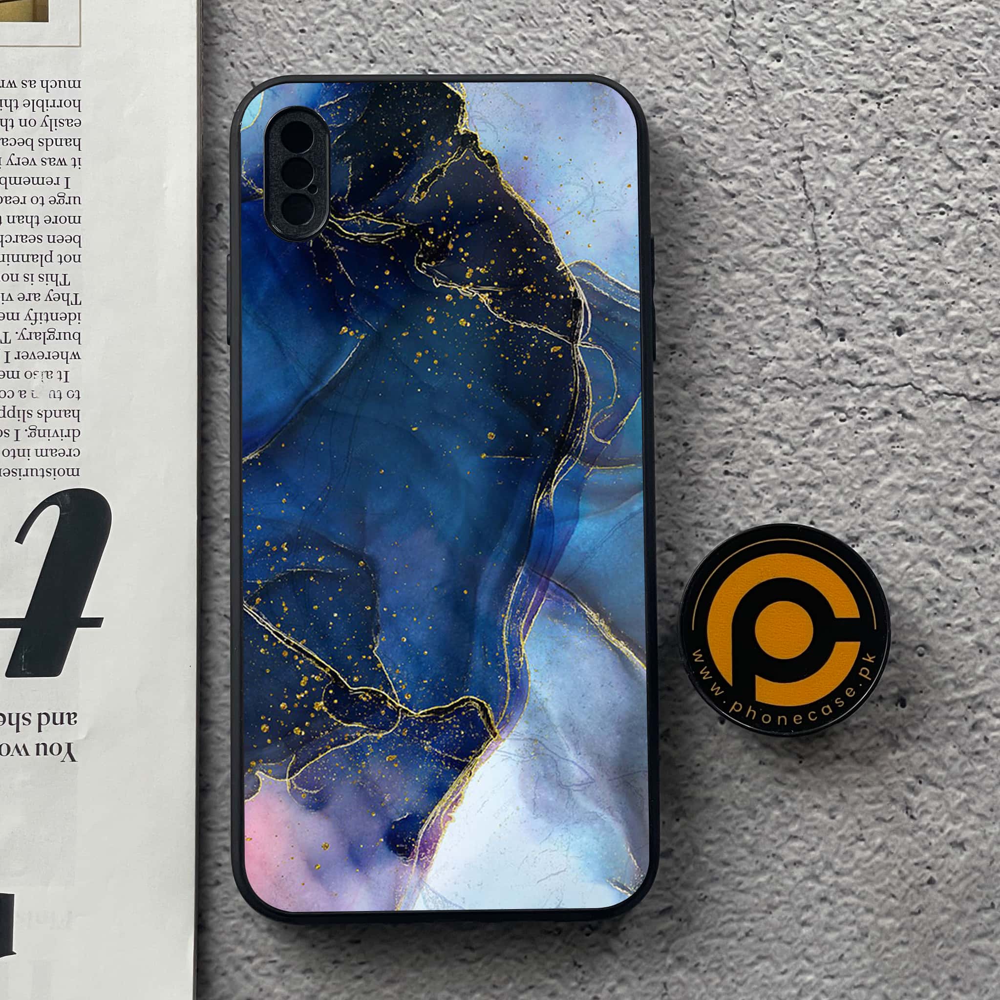 iPhone Xs Max - Blue Marble Series - Premium Metal Printed soft Bumper shock Proof Case