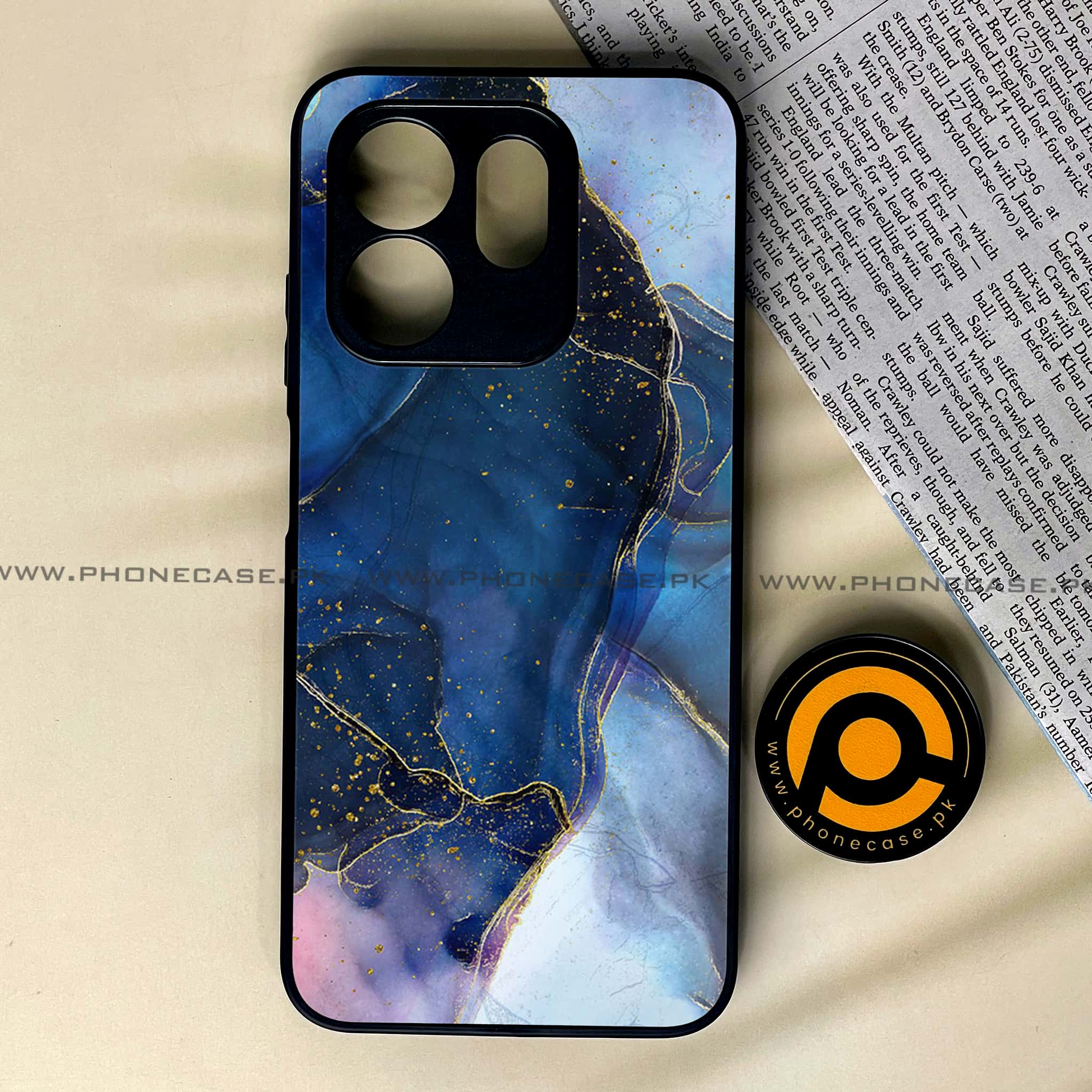 Infinix Smart 9 HD - Blue Marble Series - Premium Metal Printed soft Bumper shock Proof Case