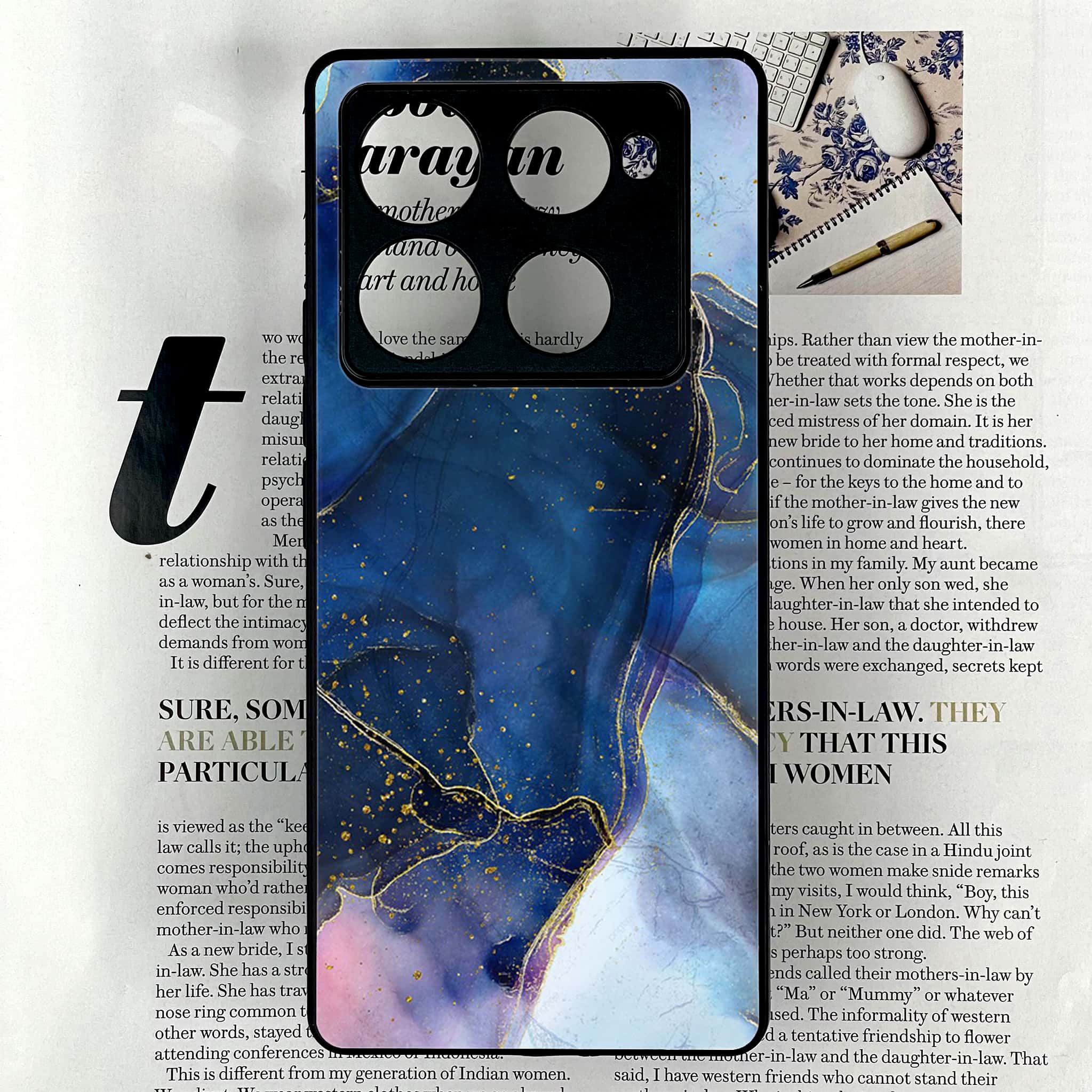 Infinix Note 40 Pro Plus - Blue Marble Series - Premium Metal Printed soft Bumper shock Proof Case