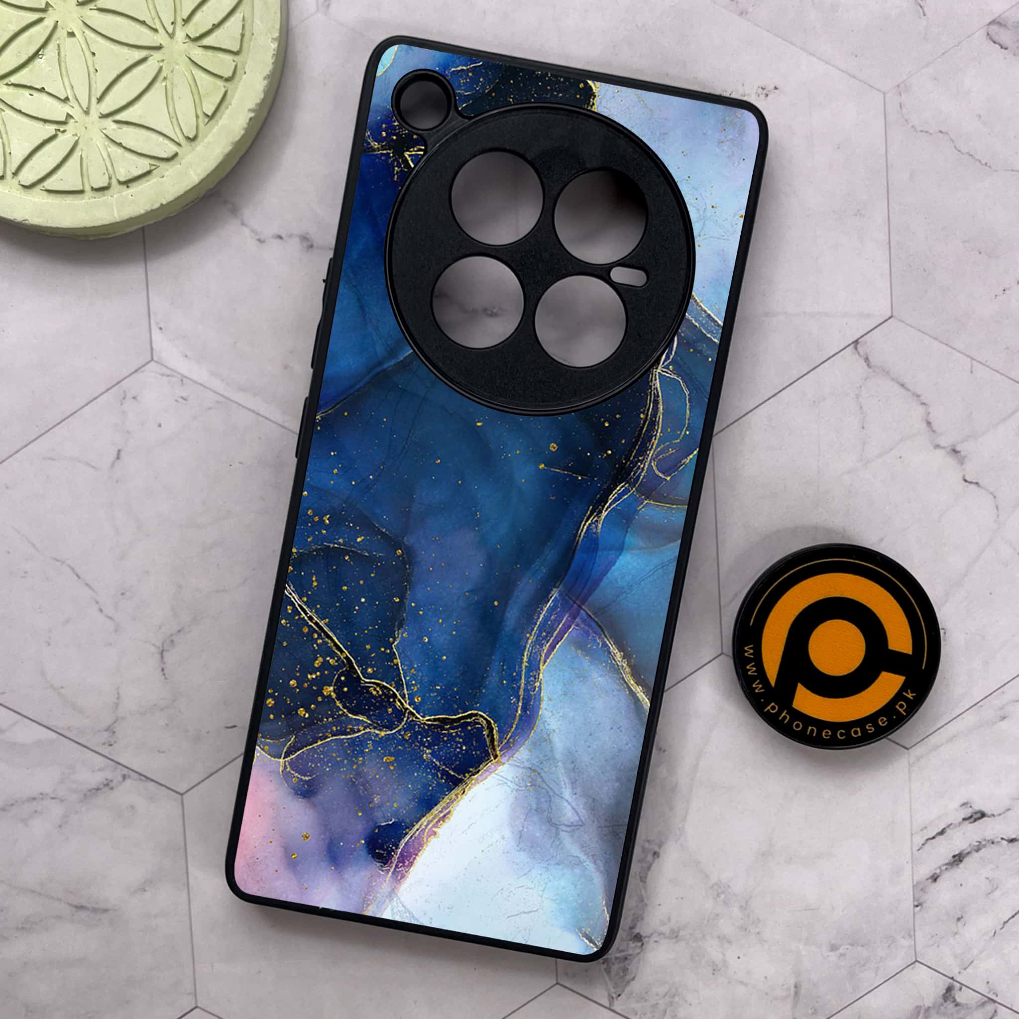 Infinix Zero 40 5G - Blue Marble Series - Premium Metal Printed soft Bumper shock Proof Case