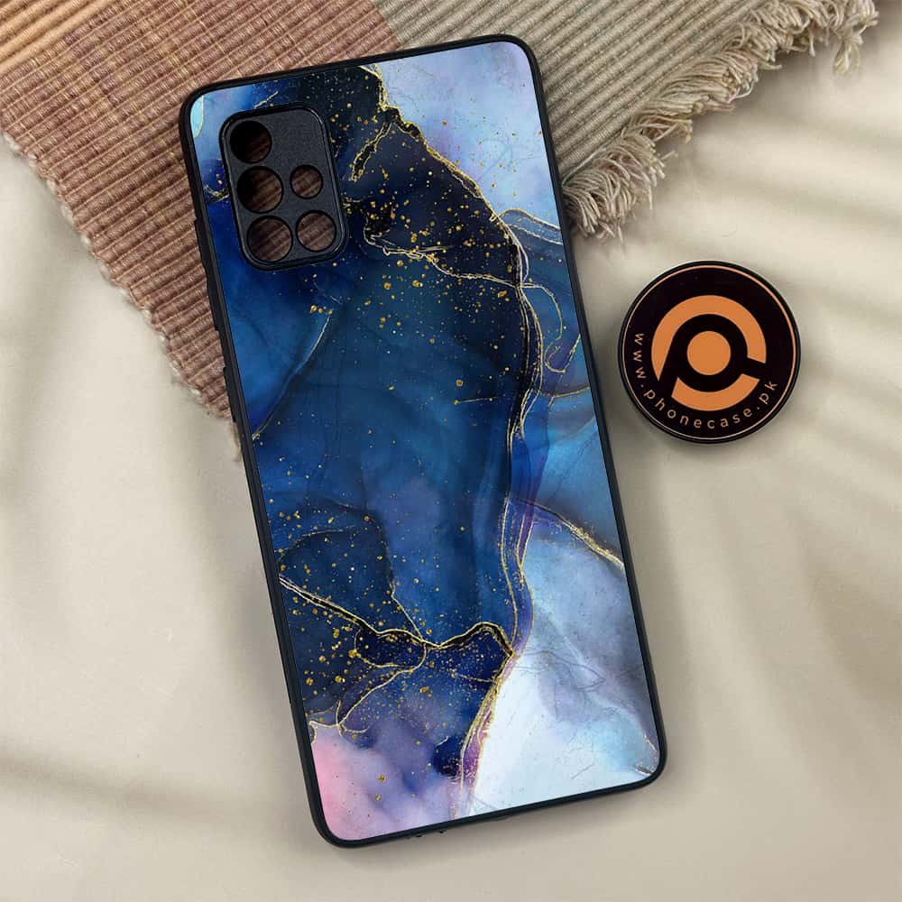 Samsung Galaxy A71 - Blue Marble Series - Premium Metal Printed soft Bumper shock Proof Case
